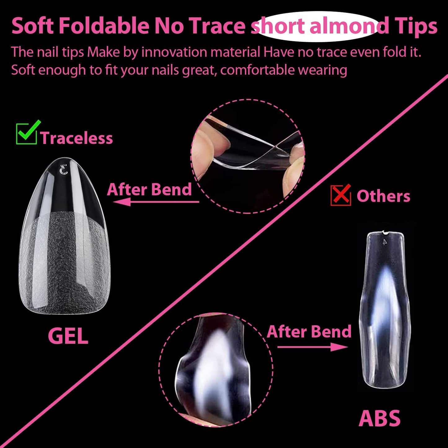 UNA GELLA Short Almond Fake Nails 312pcs Press on Nails Pre-shape Gel Nail Tips for Full Cover Acrylic Short Almond Nails False Nails For Nail Extension12 Sizes Gelly Tips