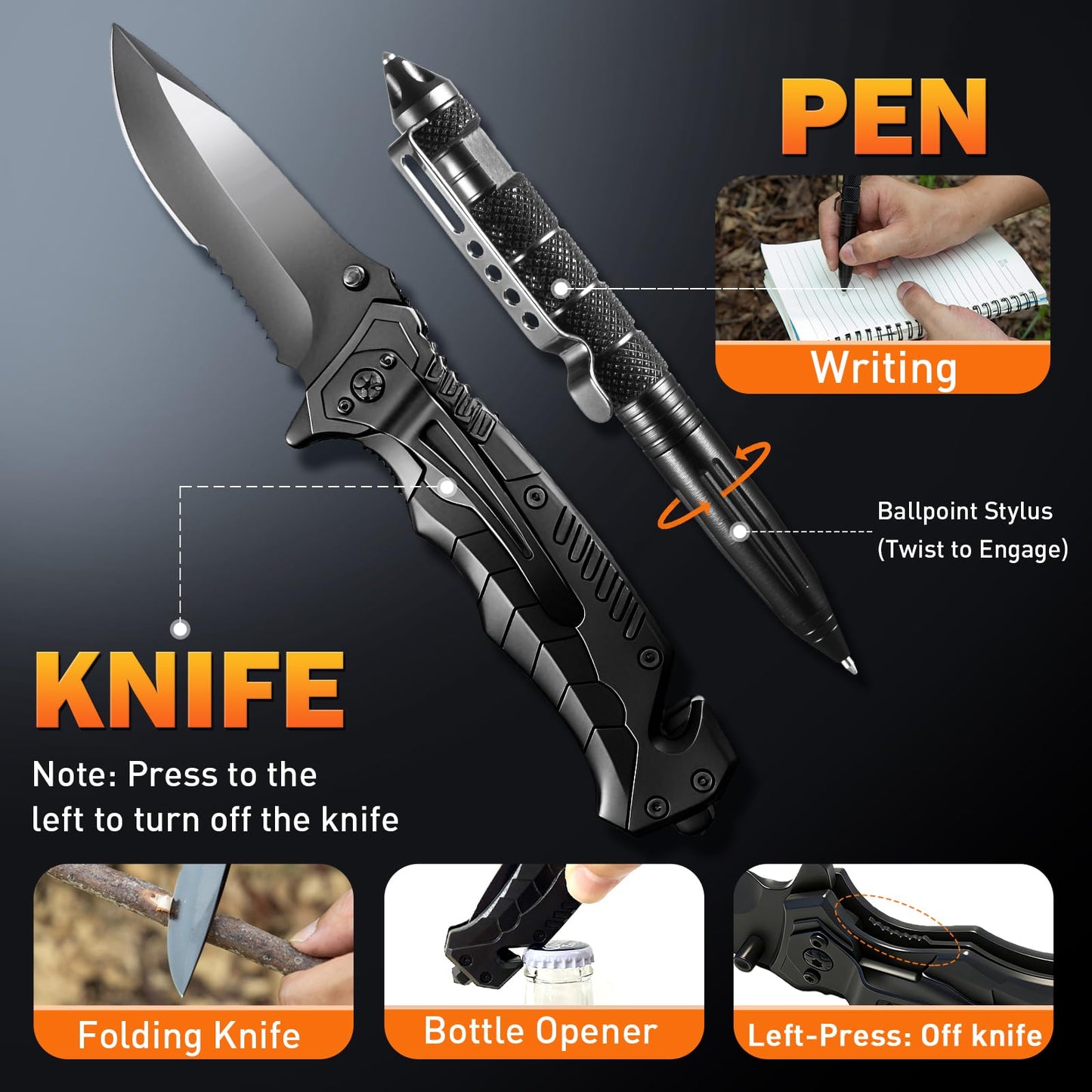 Survival Gear Kit for Men: 27-in-1 Complete Tools & Camping Accessories for Hiking, Fishing, Emergency | The for Husband, Dad, Boyfriend