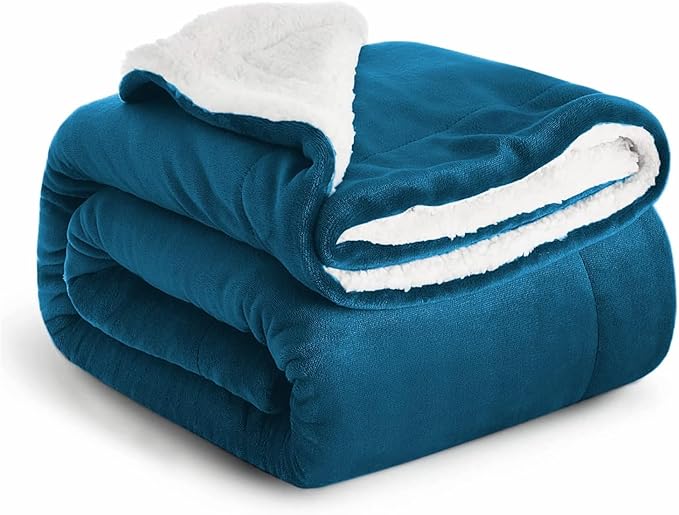 IR Imperial Rooms Sherpa Fleece Throw Blanket Twin Size for Couch - Thick and Warm Fluffy Teal Blankets for Winter, Soft and Fuzzy Twin Blanket for Bed, 60x80 Inches