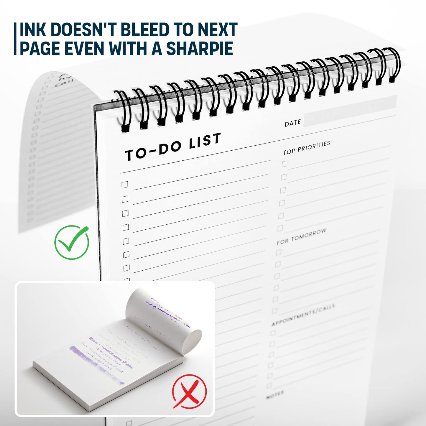 To Do List Notepad 3 Pack: Has Multiple Functional Sections - 6.5 x 9.8" 60 Sheets - Spiral Daily Planner Notebook - Task Checklist Organizer Agenda Pad for Work, Note and Todo Organization