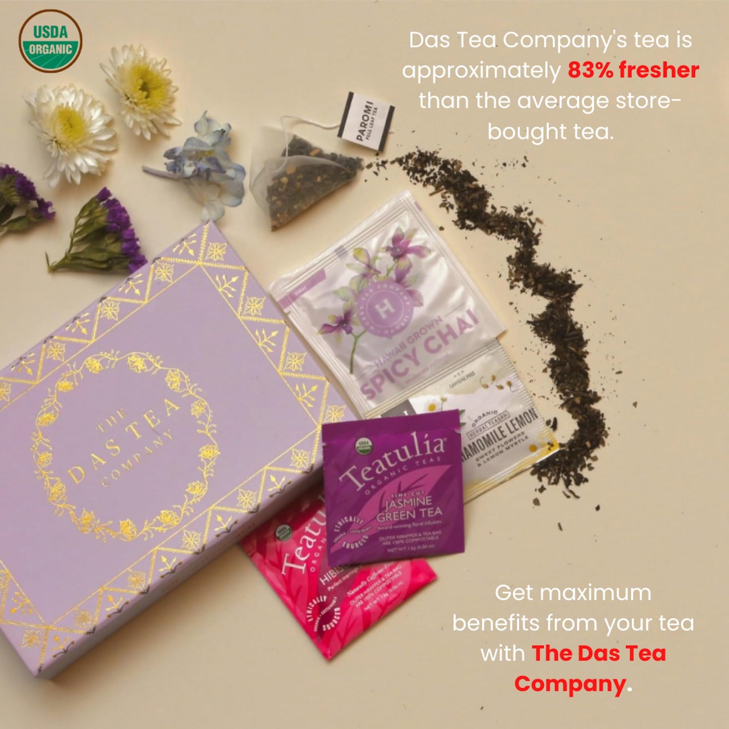 Tea Sampler Gift Set - Productivity Pack - 18 Assorted Organic Tea Bags - Supports Focus, Energy, Concentration, and Overall Wellness - Black, Chai, Matcha, Green, and More - Best Holiday Gifts 2024