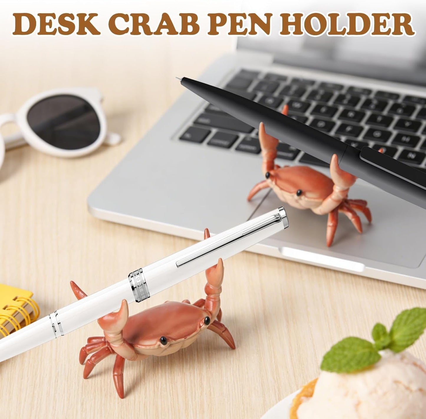 Desk Crab Pen Holder, Creative Weightlifting Crab Pencil Stand, Organizer for Small Items, Cute Office Decor (2pc)