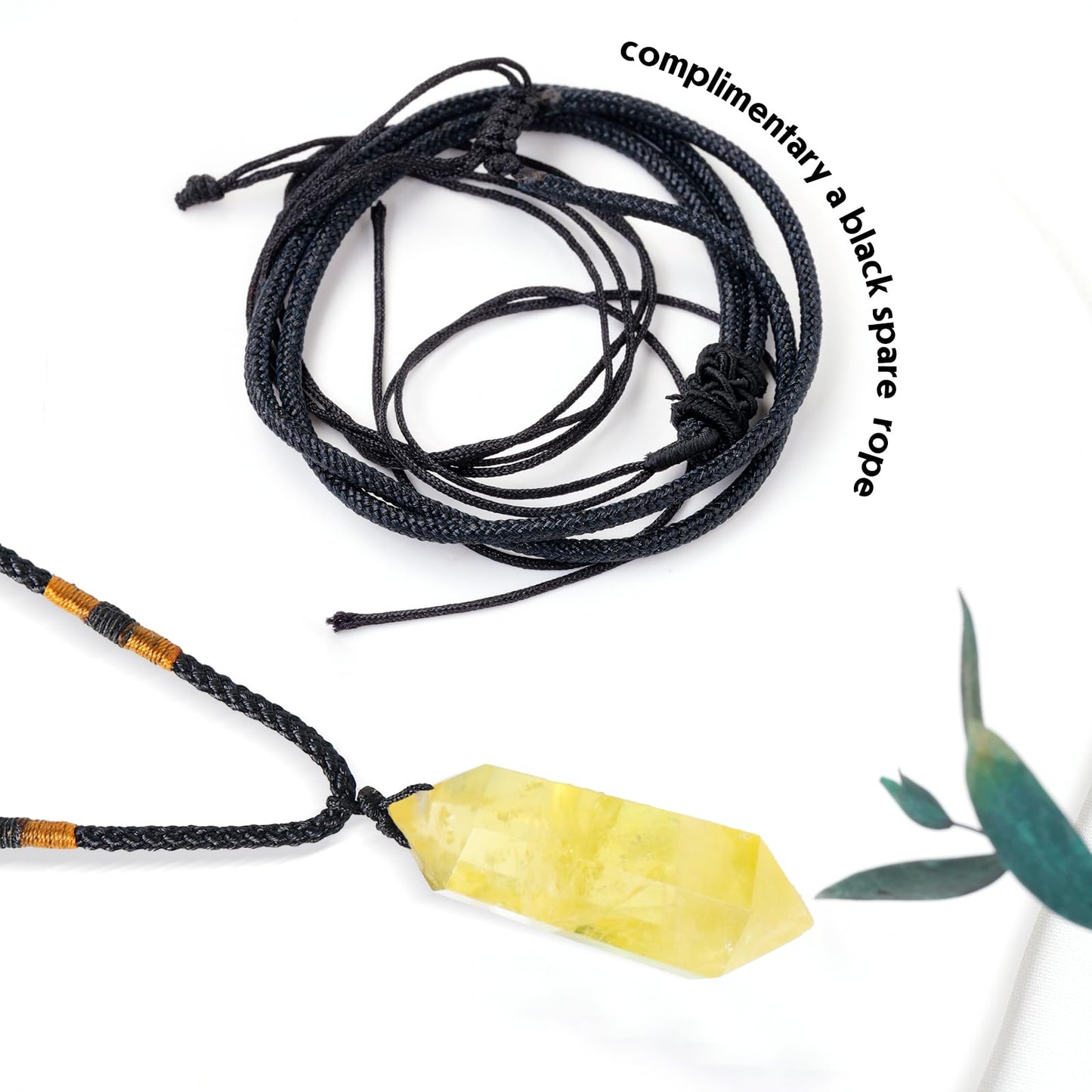 Runyangshi Citrine Healing Crystal Pendants, Double Pointed Natural Crystal Quartz Necklace 6 Faceted Chakra Crystal Wand Stone