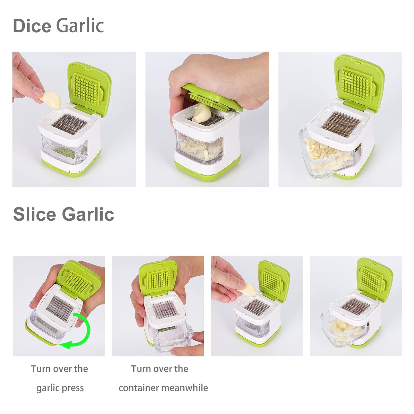 Wisekoti Updated Garlic Press&Peeler Set- Convenient Dicing and Slicing. Chopper, Masher & Crusher, Mincer and Paste