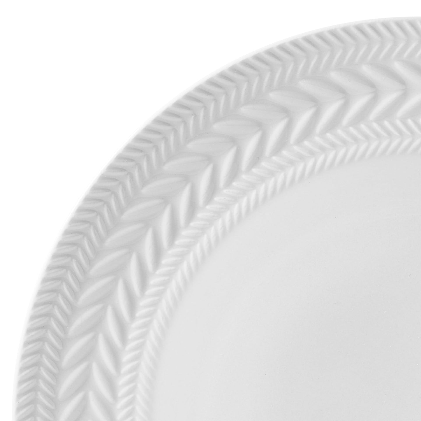 Pfaltzgraff Josephine 24-Piece Dinnerware Set, Porcelain Dish Set with Embossed Basket Weave Design, Service for 8, White Plates and Bowls Sets, Microwave and Dishwasher Safe