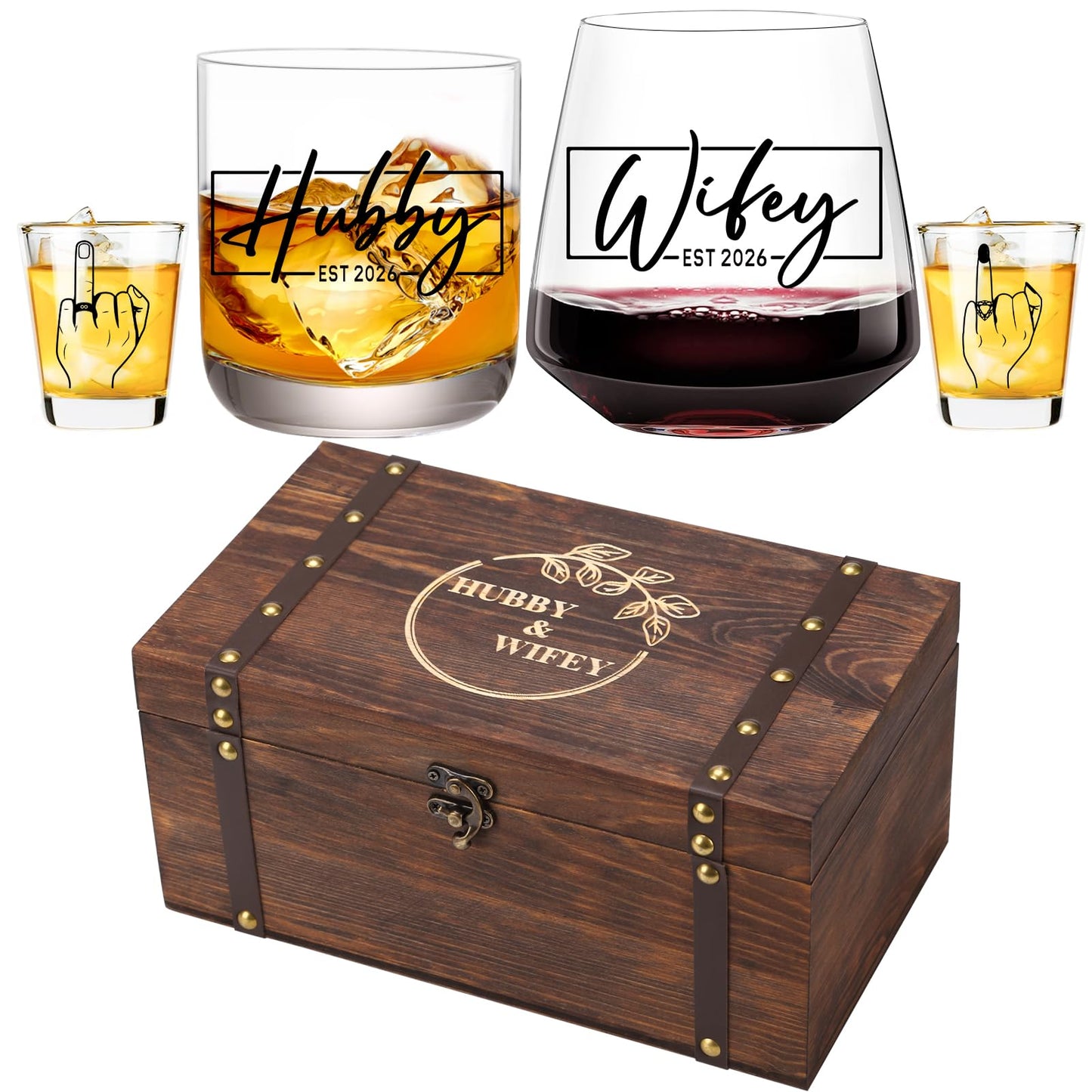 Hubby & Wifey Wedding Keepsake Box Set, Bridal Shower Gifts,Unique Wedding Engagement Gifts for Couples Mr Mrs Storage Gift Box,Newly-Married Gift【2026】