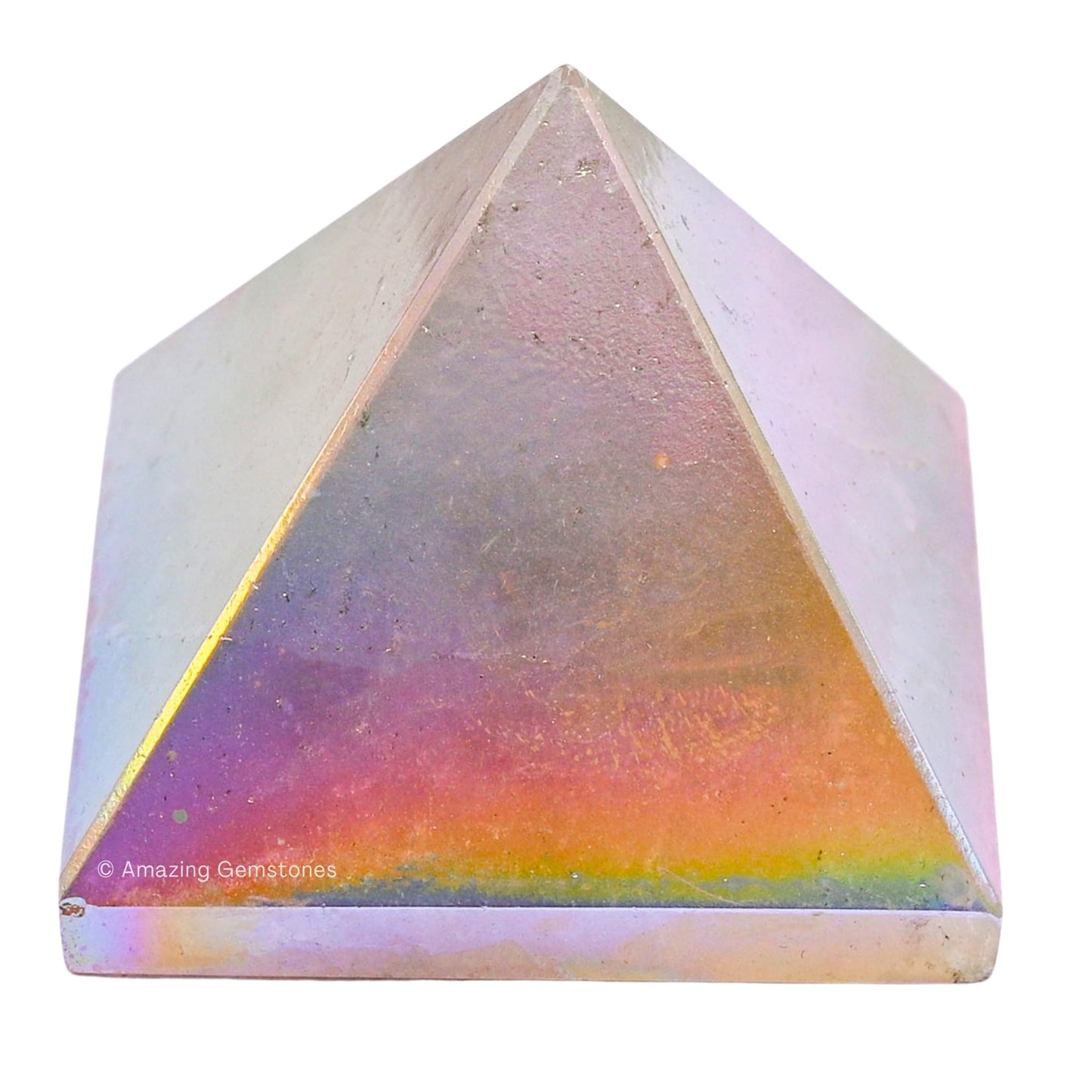 Amazing Gemstone Angel Aura Quartz Pyramid Crystal Healing Stones - 2" Great Pyramid Figurine of Natural Stone Pyramid for Meditation, Reiki, Chakra Balancing and Crystal Pyramids Grid