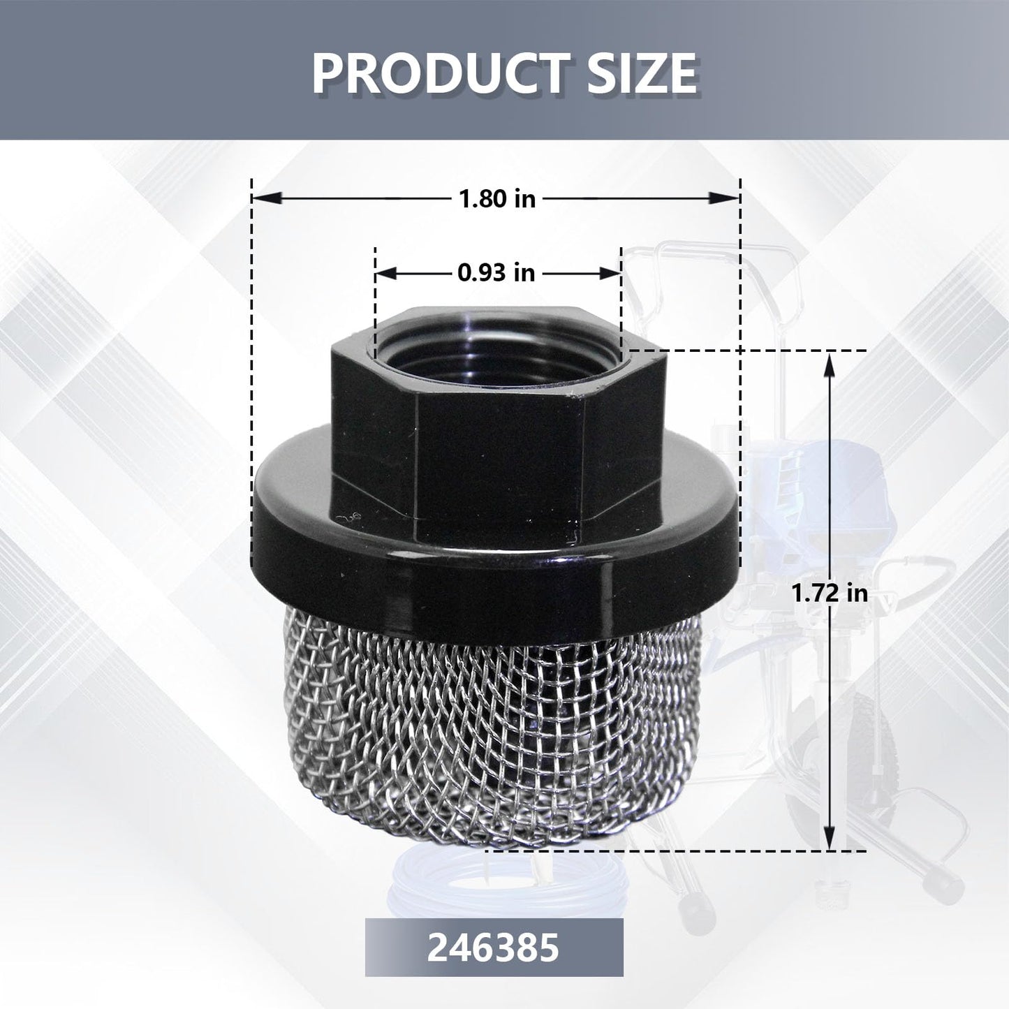 246385 Hose Inlet Strainer Filter Inlet Suction Strainer Mesh Filter for Graco 495 Ultra 395 390 Airless, for Wagner Spraytech Titan Paint Pumps (6 Packs)