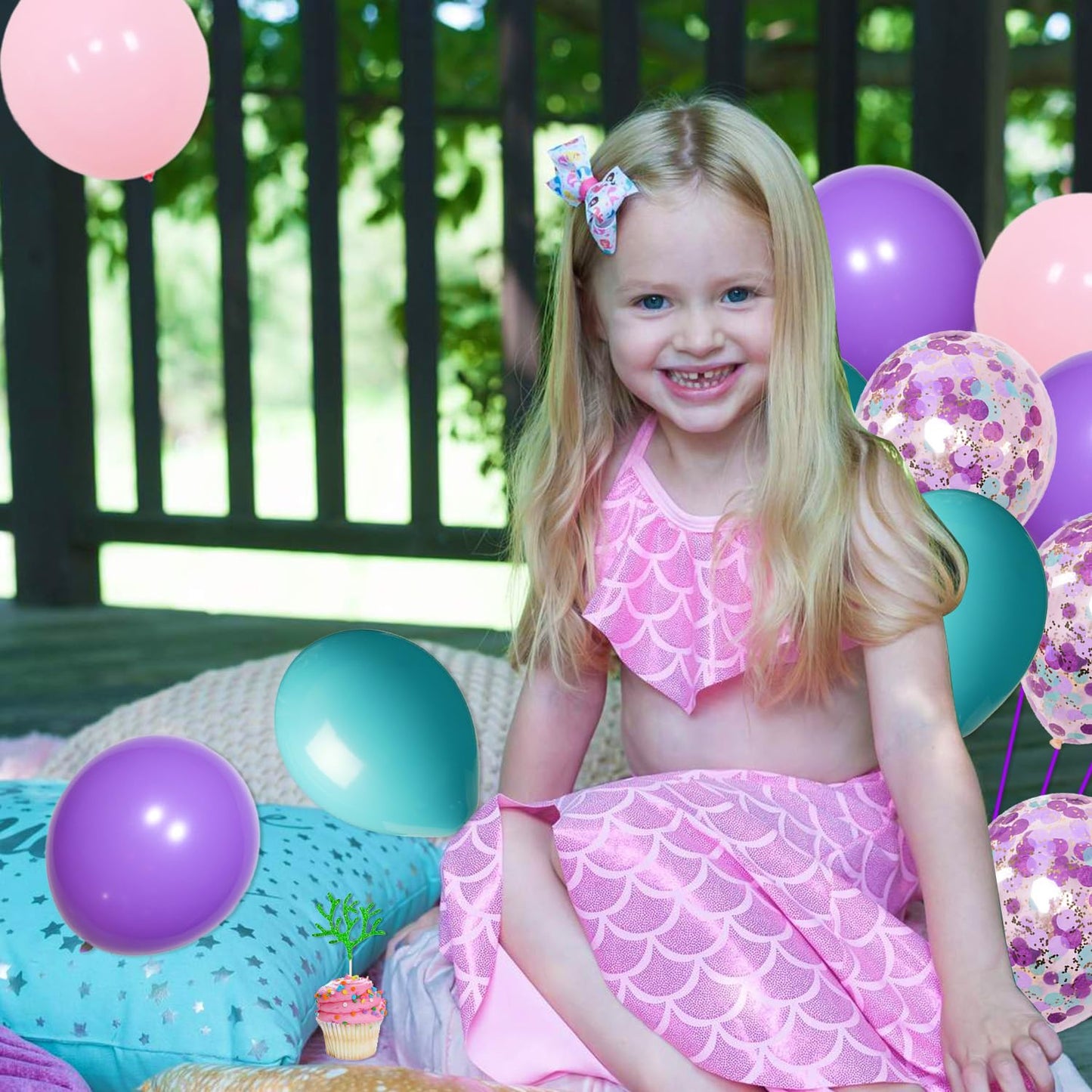 Three Under the Sea Party Decorations, Sea Themed 3rd Birthday Party Decorations Include Number 3 Seashell Confetti Balloons for 3rd Birthday Party Girls' Shell Decor Under the Sea Party Supplies