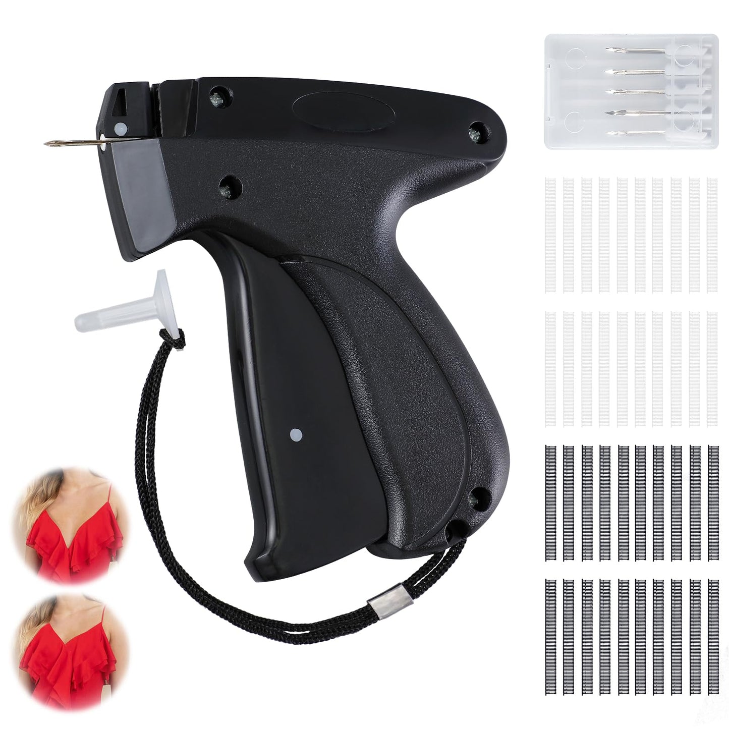 Black Quick Stitch Sewing Gun - Includes 6 Mini Needles and 4000pcs Fasteners (2000 Black & 2000 White) Clothing Stitch Gun Quick Stitchy Sewing Kit