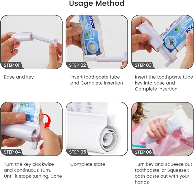 LOVEINUSA Toothpaste Tube Squeezer Dispenser, 6PCS Toothpaste Squeezer Roller Tool for Bathroom, White