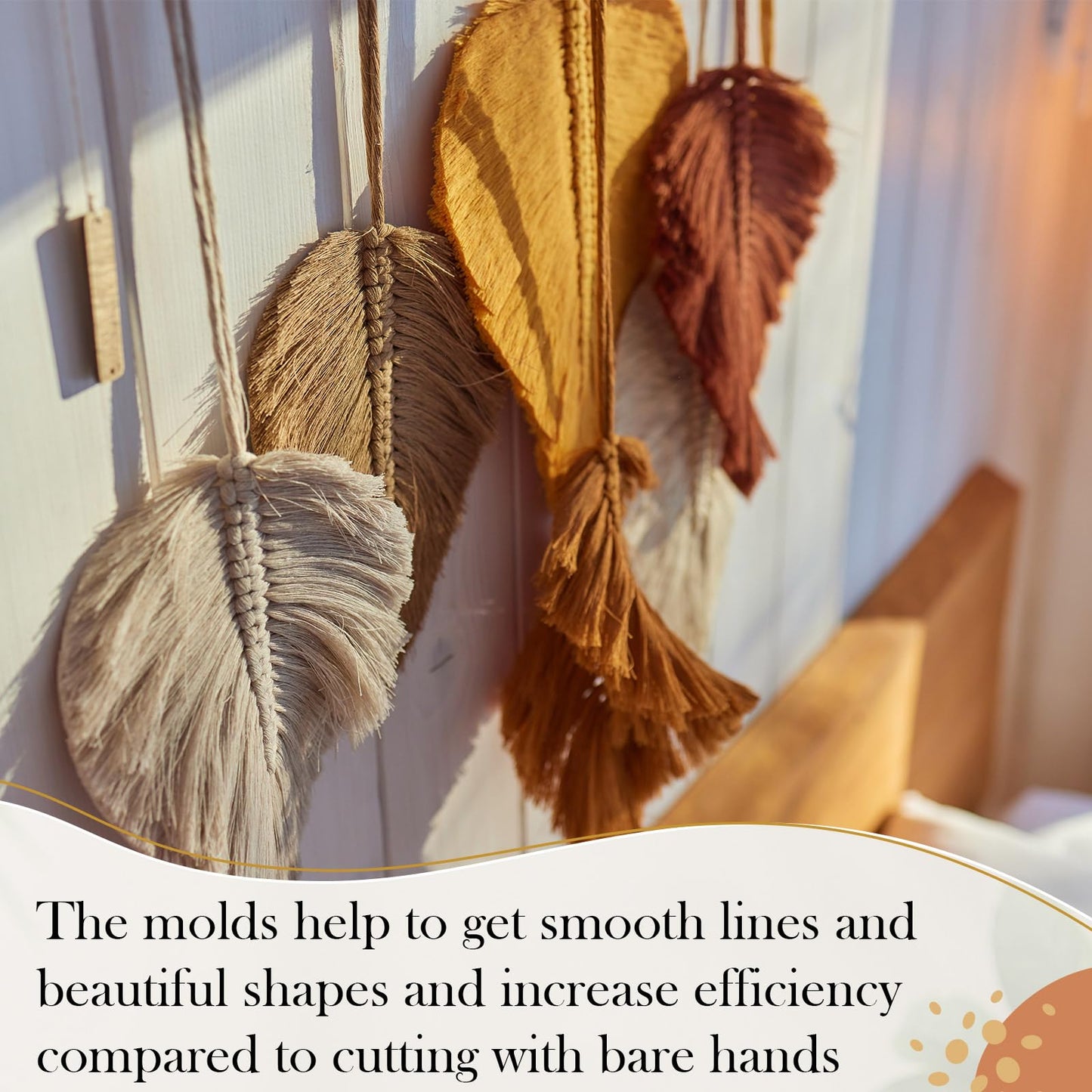 Teenyyou 11 Pcs Macrame Leaf Cutting Molds and Comb Sets Wood Macrame Leaf Cutting Template Fringe Stainless Steel Comb for Making Feather Tassel Wall Hangings Tool