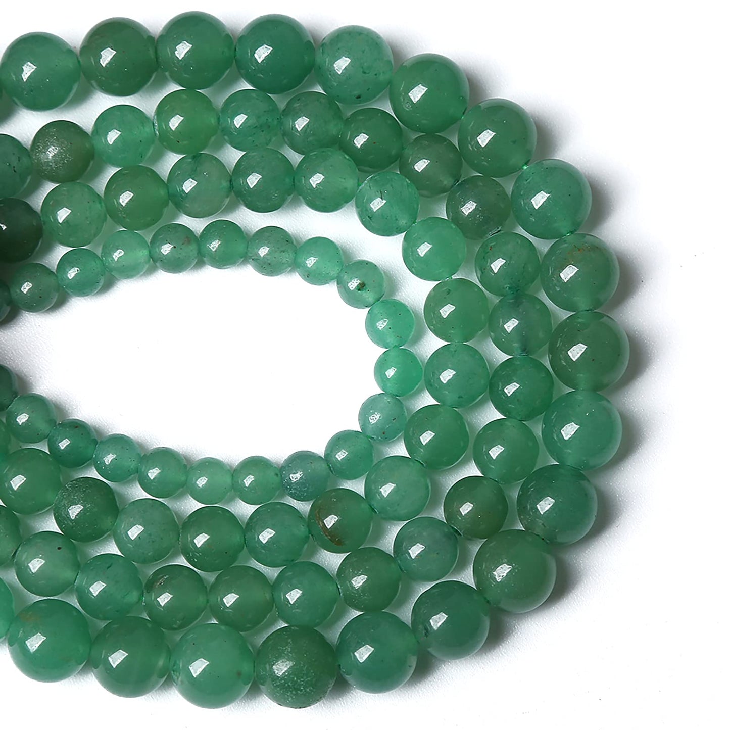 45pcs 8mm Natural Green Aventurine Beads Semi Precious Round Smooth Gemstones Beads for Jewelry Making DIY Necklaces Bracelets