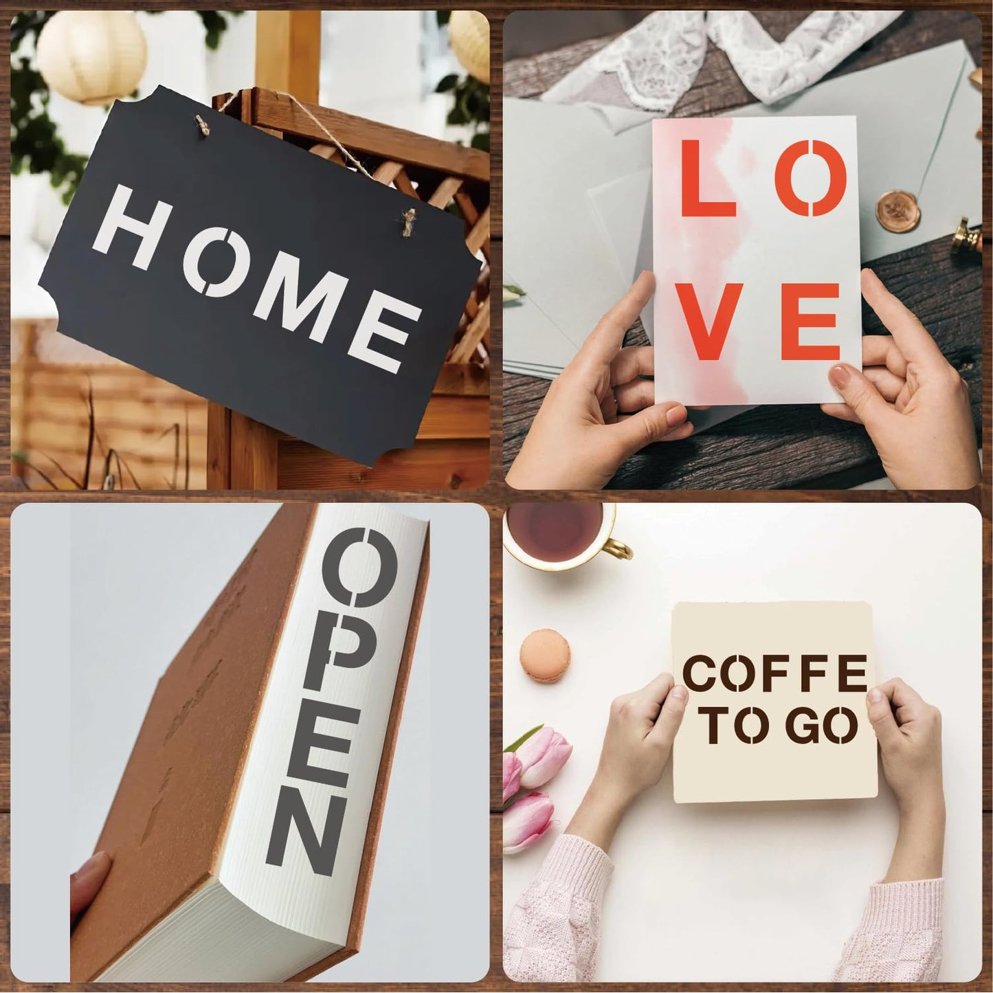 BLOSSOMLAYER Letter Stencils 36pcs 6 Inch Number Alphabet Reusable Plastic TemplatesCraft Stencil Paint Template for Wood Wall Fabric Rock Signage（6in）