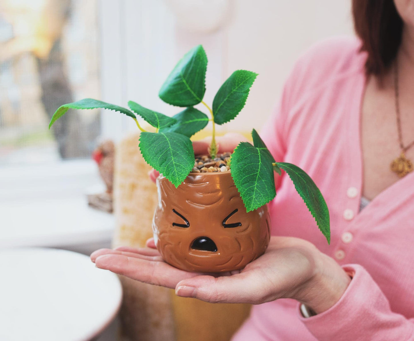 Silver Buffalo Harry Potter Mandrake Face Decorative Artificial Faux Greenery Plant in Ceramic