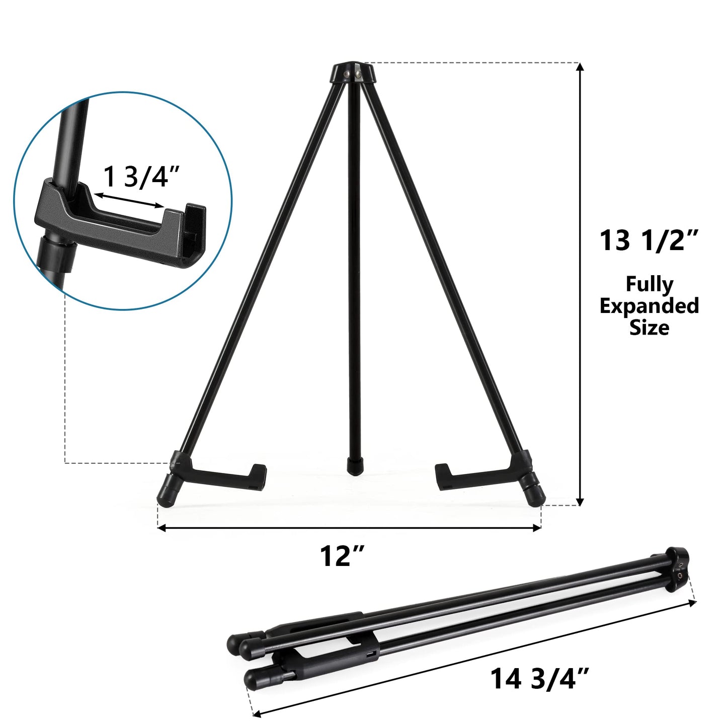 Somime 14" High Tabletop Instant Display Easel - Black Steel Small Tripod Easel Stand with Adjustable Holders for Pictures, Paintings, Posters and Store Signs(2 Pack)