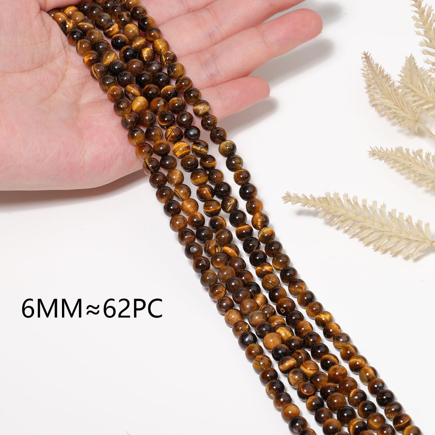 Yochus Natural Tiger Eye Beads, 60Pcs 6MM Onyx Agate Color Enhance Round Loose Beads Bulk, DIY Charm Smooth Gemstone Beads for Jewelry Making(4mm 8mm 10mm 12mm Beads)
