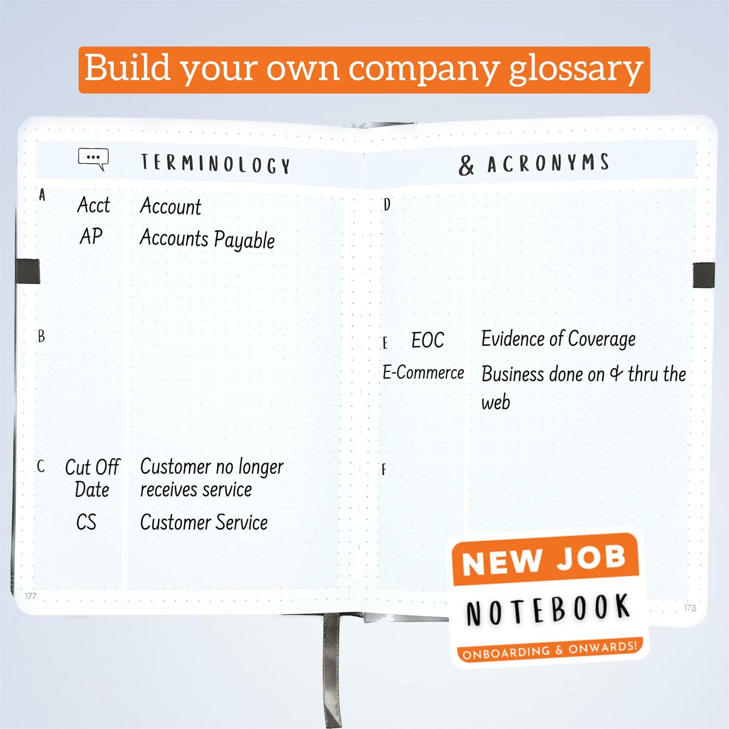 New Job Notebook Onboarding & Onwards! - Hardcover Guided Journal For Work, Business, Office Professionals Starting a Job, A5 Size (5.8 x 8.3 inch), 185 Pages, 120gsm Paper, Personal Organizer, Grey