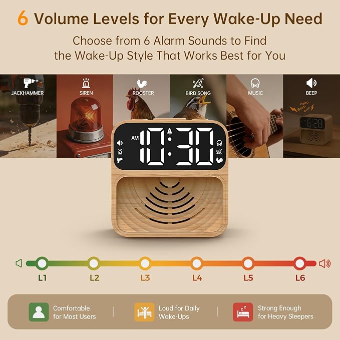 AuroraCalm Extra Loud Alarm Clock for Heavy Sleepers with 115dB Alarm