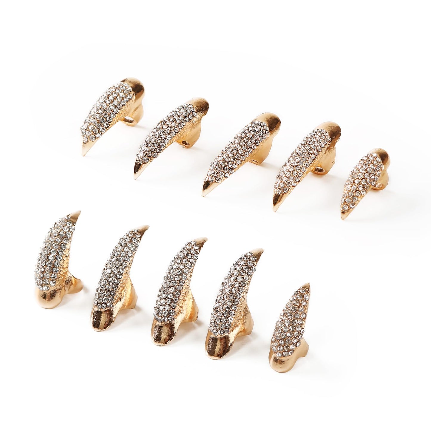 10PCS Finger Claws Fake Long Nail Women Halloween Costume Accessories Vampire Cat Wolf Cosplay Gold