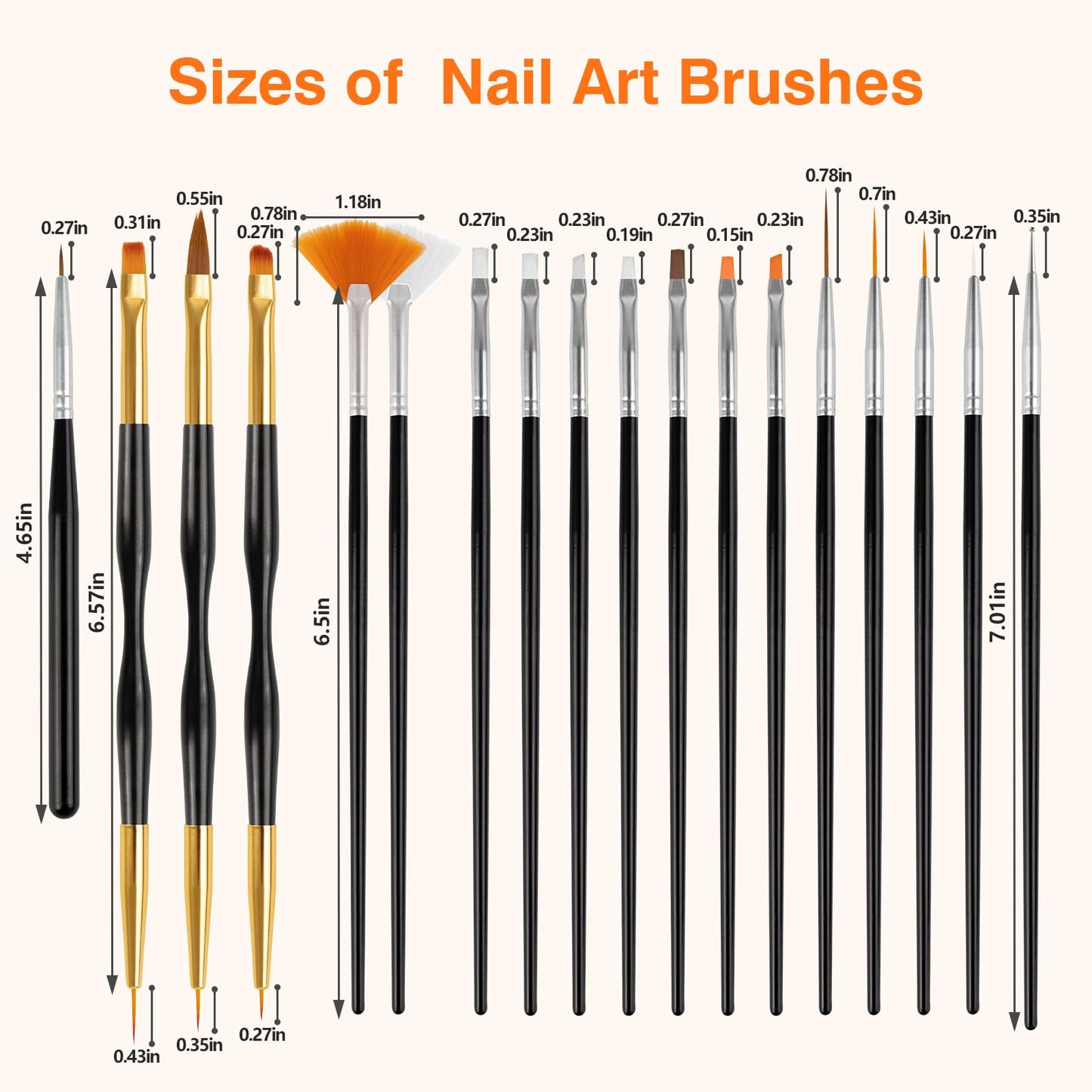 31pcs Nail Art Brushes, Nail Art Design Tools Kit with Liner Brush Dotting Tools Drawing Pens Design Tools Polish Brushes for Women Nails Gel Painting