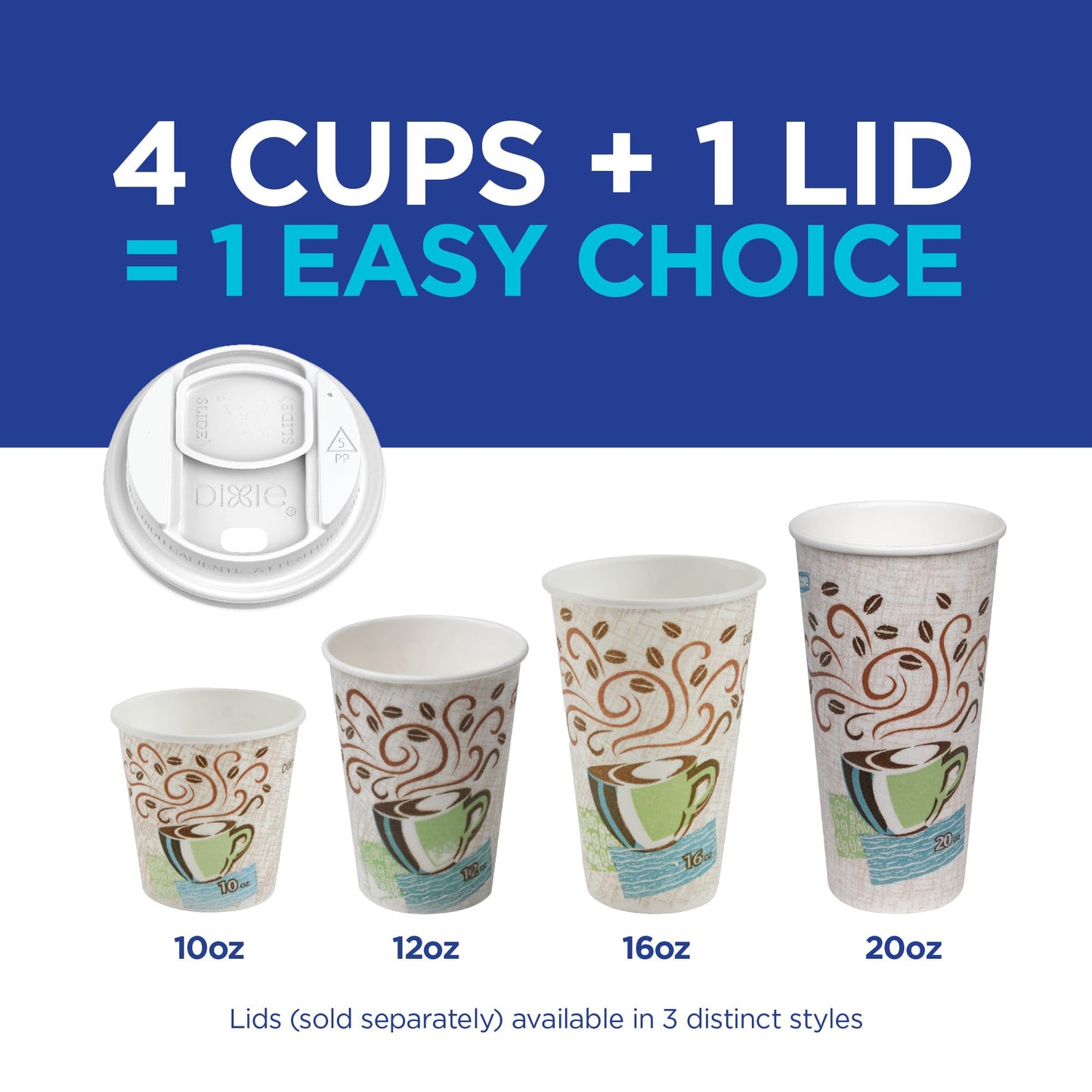 Dixie PerfecTouch 12 oz Paper Coffee Cups by GP PRO, Coffee Haze Design, 500 Count (25 Disposable Cups for each Sleeve, 20 Sleeves Per Case), 5342DX