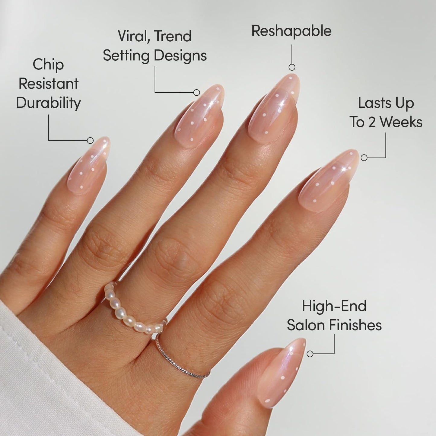 Glamnetic Press-On Nails Bundle - Sugar Glazed & Hailey | Medium Oval Fake Nails with White Polka Dots & Glazed Finish | Glazed Short Almond Fake Nails | Durable, Salon-Quality Nail Kits