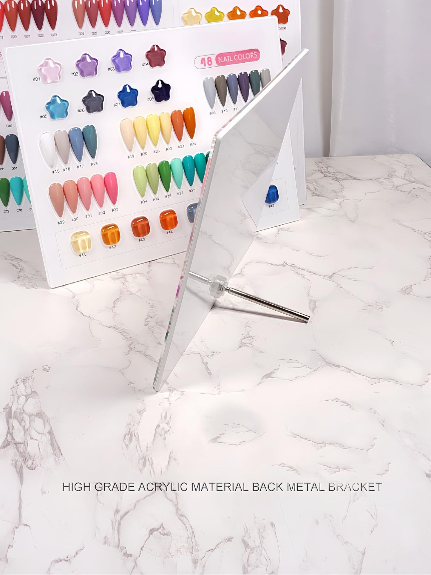 Acycoin2A Acrylic Nail Polish Color Display Board Book Nail Design Chart with 2 Styles Nail Tips Card Board Salon Showing Shelf (120 Colors)