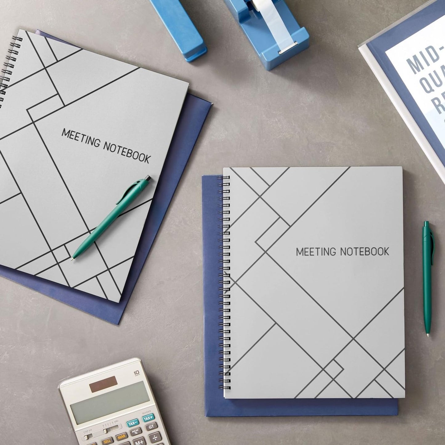 Juvale Meeting Notebook for Work - Spiral-Bound Planner Notebook for Work Planner & Office Supplies - Agenda & To Do List Notepad - 11 x 8.5 In, White, Pack of 2