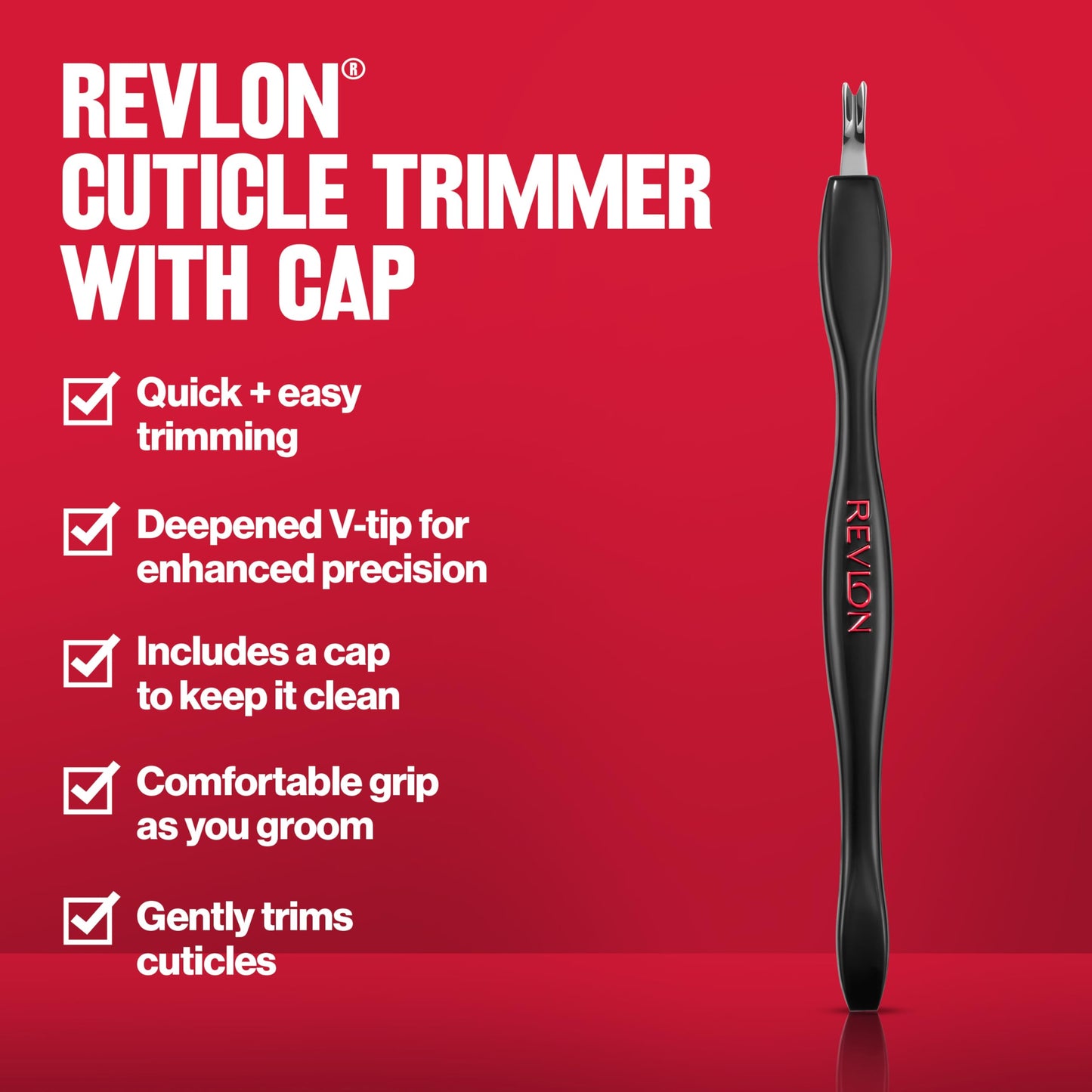 Revlon Cuticle Trimmer With Cap, High Precision V-Tip and Comfortable Grip for Gentle and Easy Trimming, 1 Count (Pack of 2)