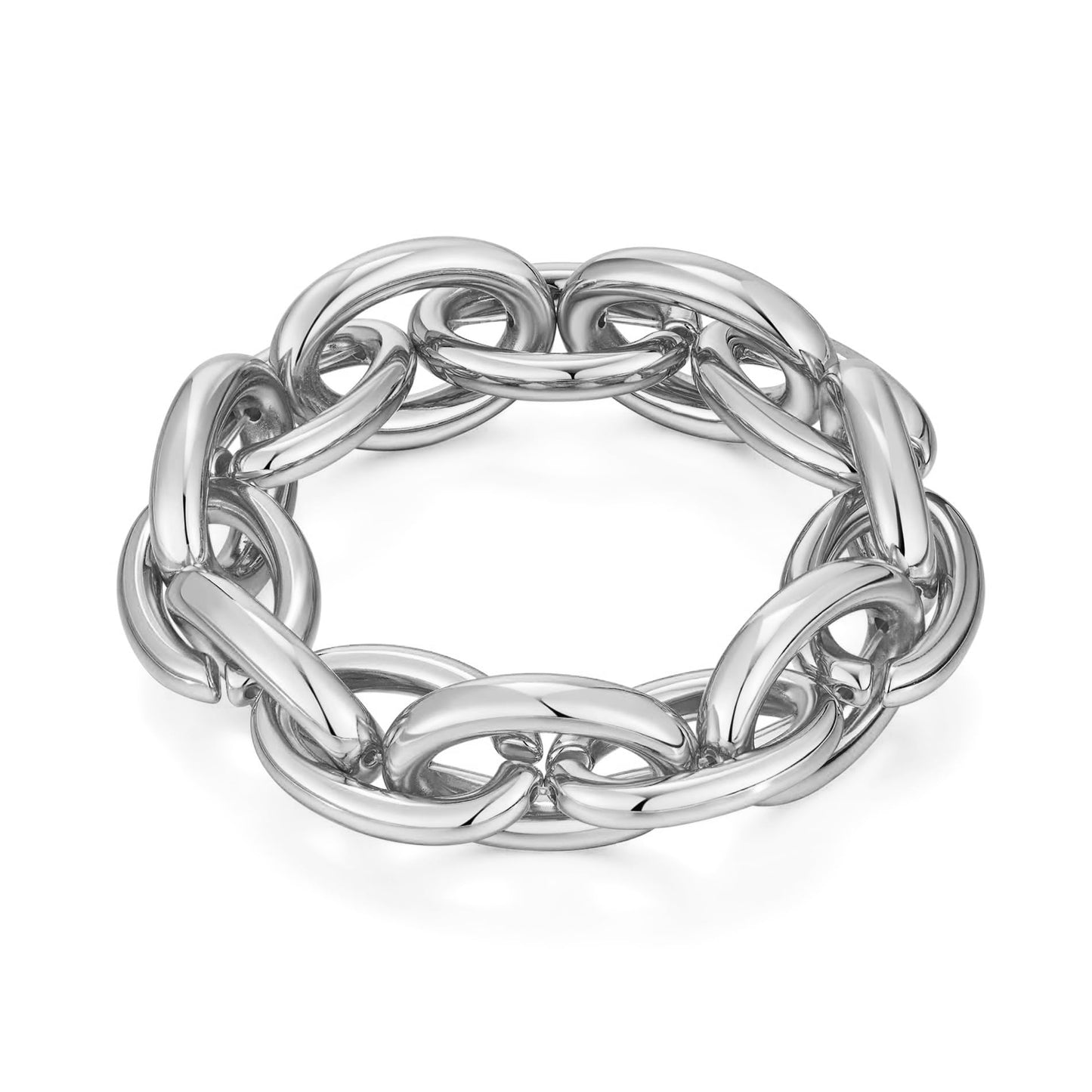 WZJLY Chunky Gold Bracelet for Women Non Tarnish, Trendy Stretch Cuban Link Chain Plated Gold Bangle Bracelets (O-Chain-Silver)