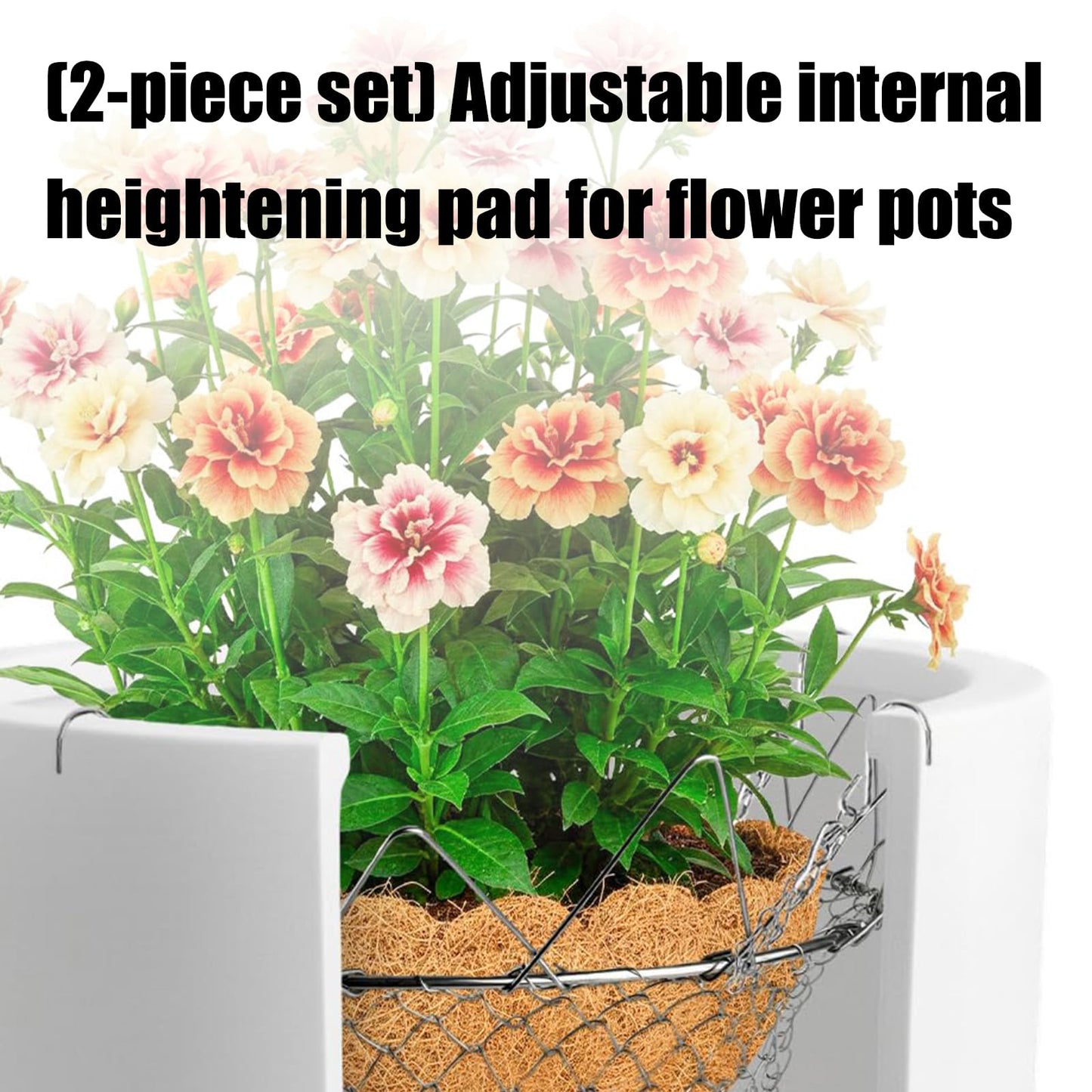 Decours 2 Pack Adjustable Planter Inserts for Large Receptacles with 12 to 18 Inch Opening Fit and Rust Build Outdoor Container Planner