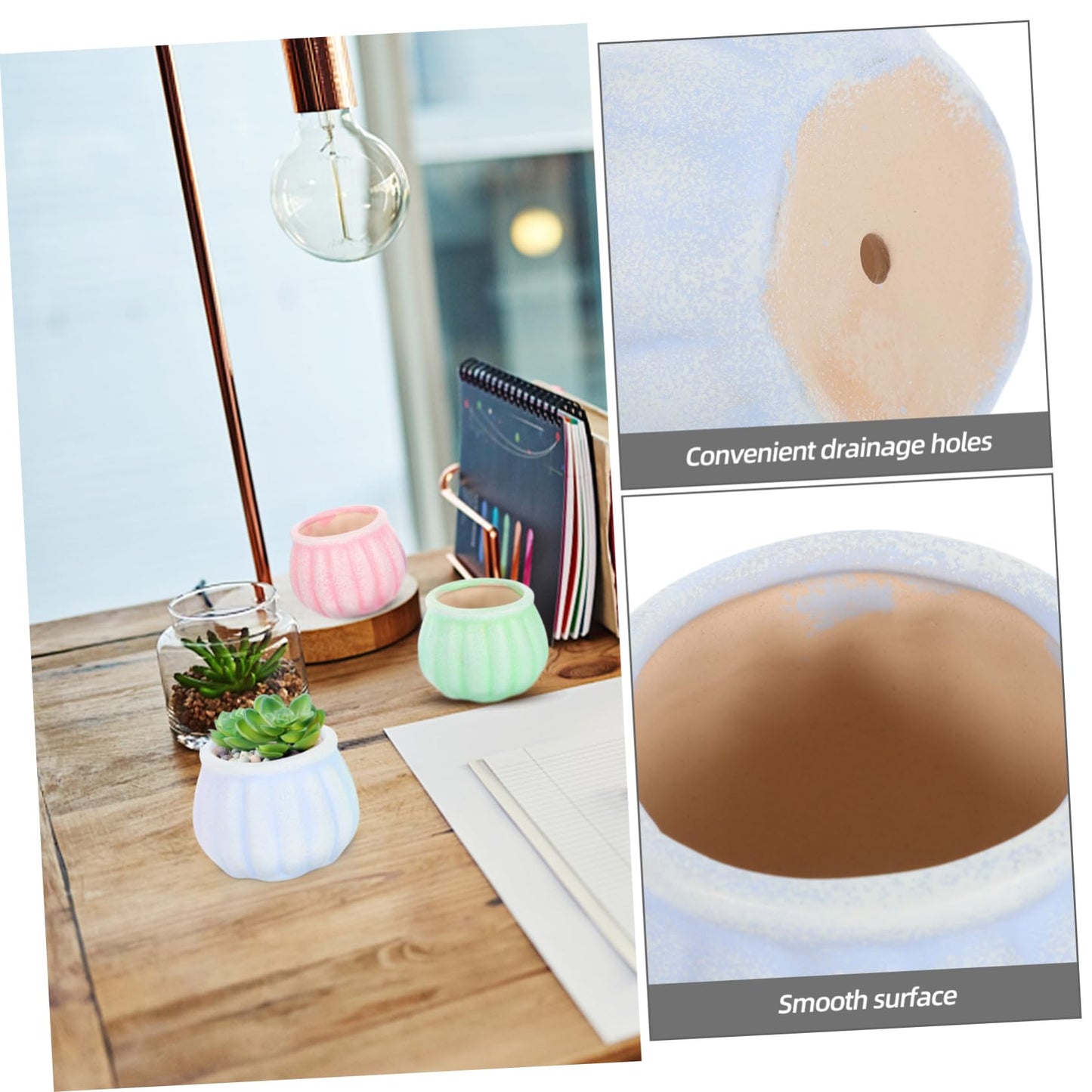 ORFOFE 3Pcs Ceramic Succulent Flower Pots Creative Desktop Decor Stylish Plant Planters for Home Gardening for Plant Lovers