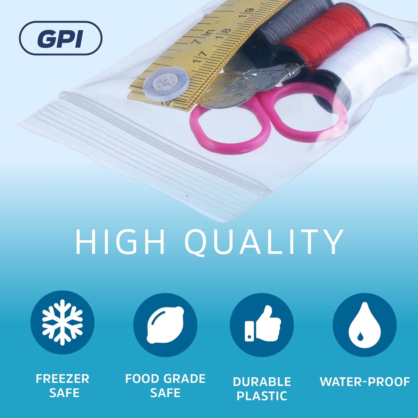 GPI - 4" X 6" Clear Plastic Zip Bags, 100 Count, Heavy-Duty 4 Mil Thick Durable Poly Baggies With Resealable Zipper Lock, Hang-Hole For Display.