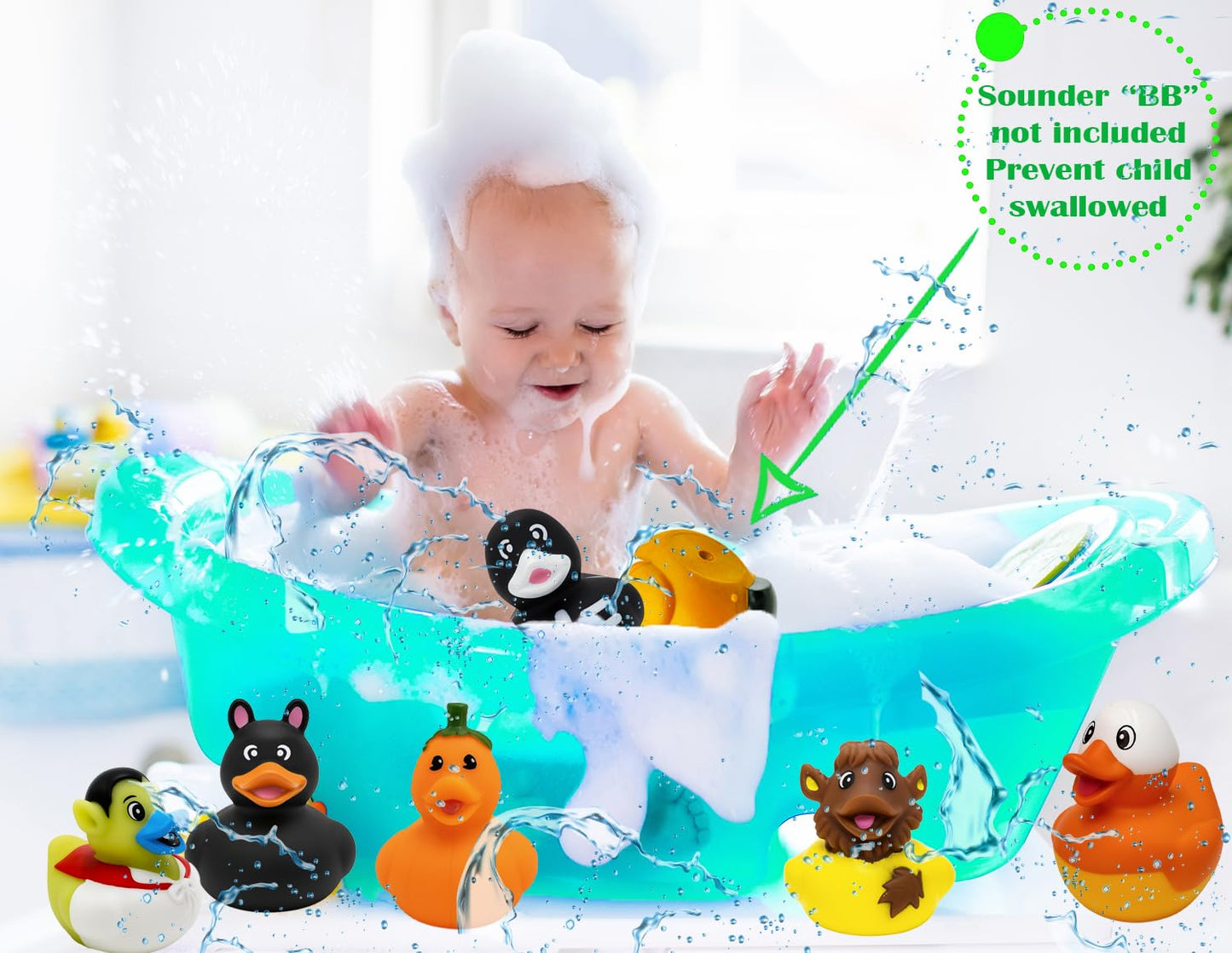 Halloween Rubber Duck Toy Duckies for Kids, Fun Bath Birthday Gifts Baby Showers Summer Beach and Pool Activity, 2" (200-Pack)
