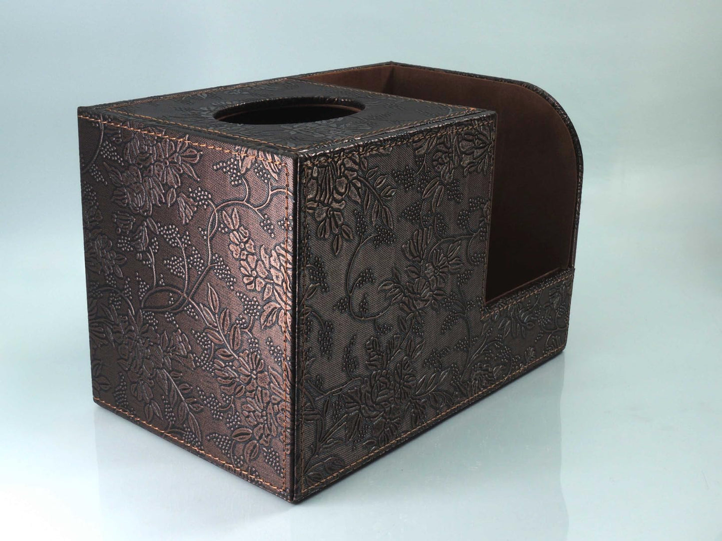 PU Leather Tissue Box Cover Square Tissue Holder Tissues Box Organizer with 2 Compartment,Remote Control Holder,Multifunctional Decorative Tissue Box Covers Cube,Home Office Desktop Storage Box,Retro