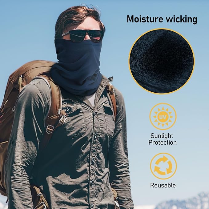 TICONN Neck Gaiter Face Cover Scarf, Breathable Sun & Wind-proof for Skiing Fishing Hiking Cycling