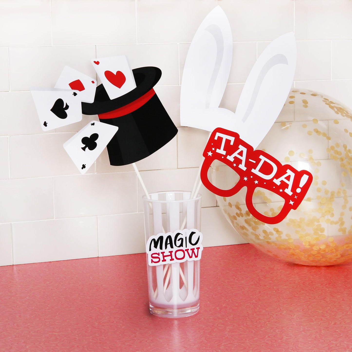 Big Dot of Happiness Ta-Da, Magic Show - Magical Birthday Party Photo Booth Props Kit - 20 Count