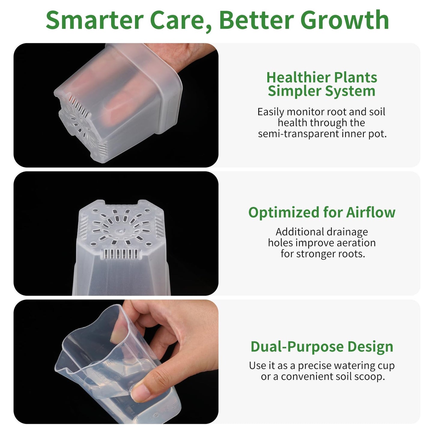 Uprony 10 Pack 2.5" Self Watering Pots for Indoor Plants, Mini Clear Plastic Planters Water Level Indicator, with Drainage Holes, Cuttings, Seedlings, Herbs, African Violets