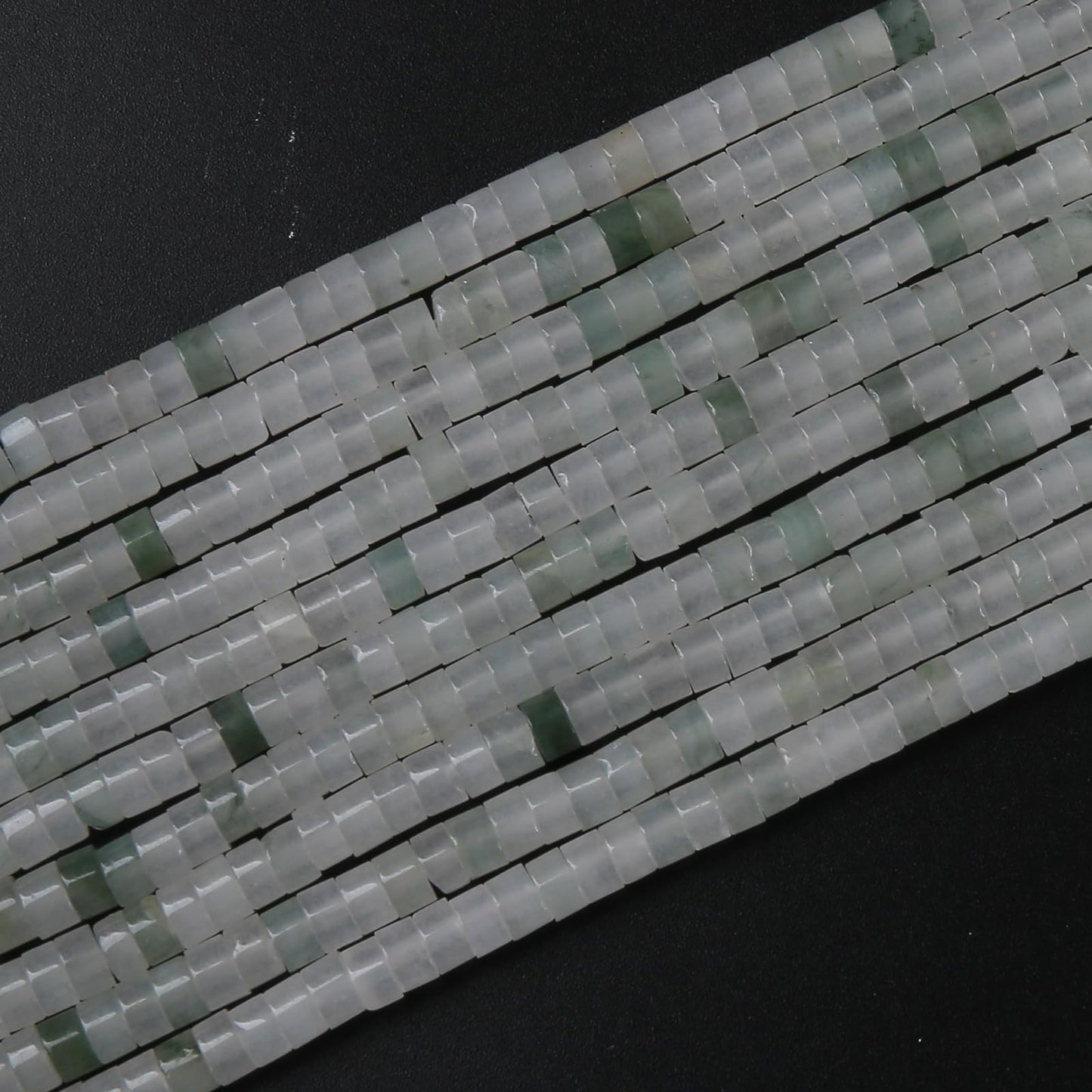150pcs 2x4mm Natural Green Ice Jades Stone Tube Shape Beads Loose Flat Round Cylinder Flat Spacer Green Stone Beads for Bracelet Earrings Jewelry Making
