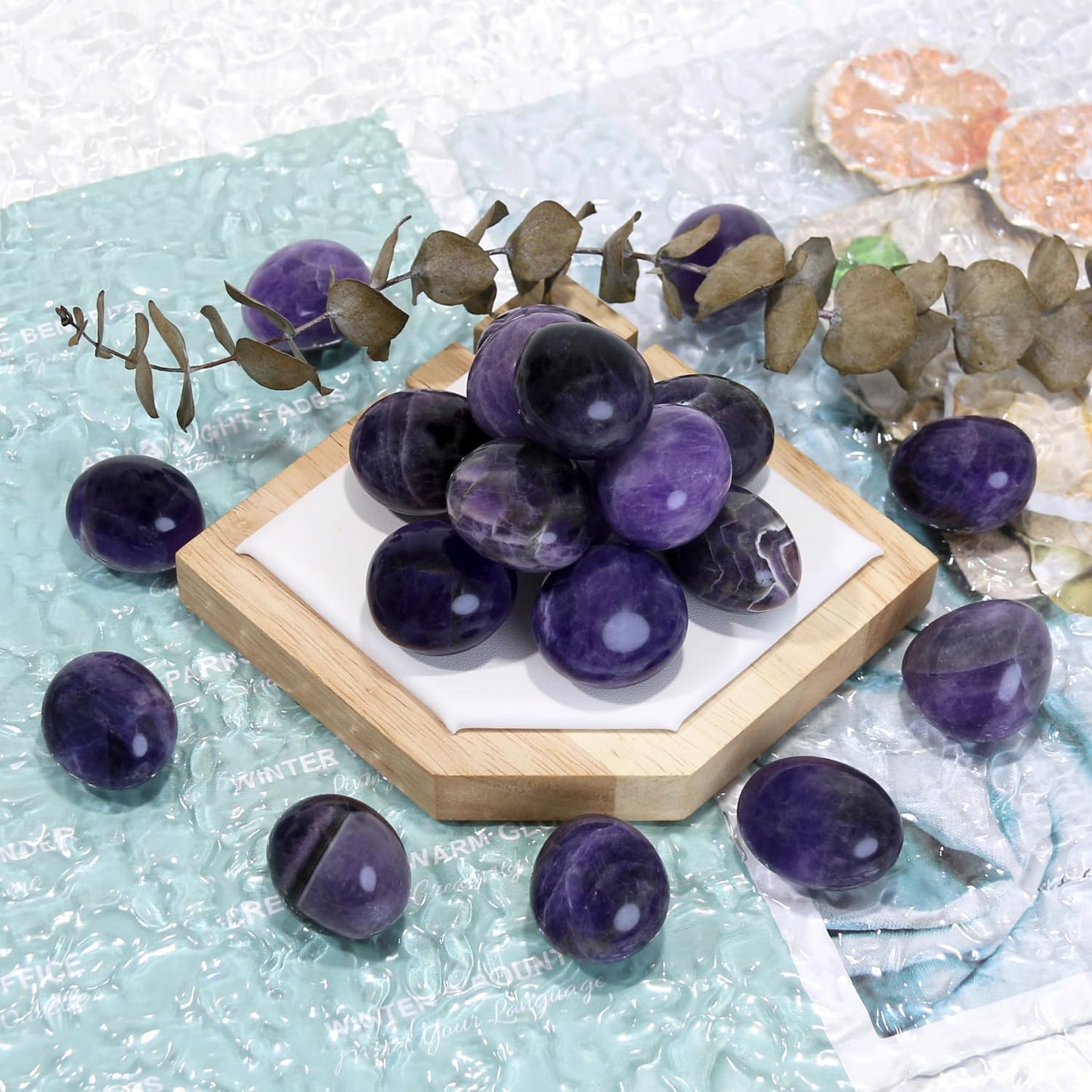 Namzi Brazilian Tumbled Polished Natural Amethyst Crystals Stones, Amathesis Crystal, Raw Amethyst, Healing Crystals Gemstone Quartz Bulk for Wicca, Healing Energy, Witchcraft Supplies(10 Pce)