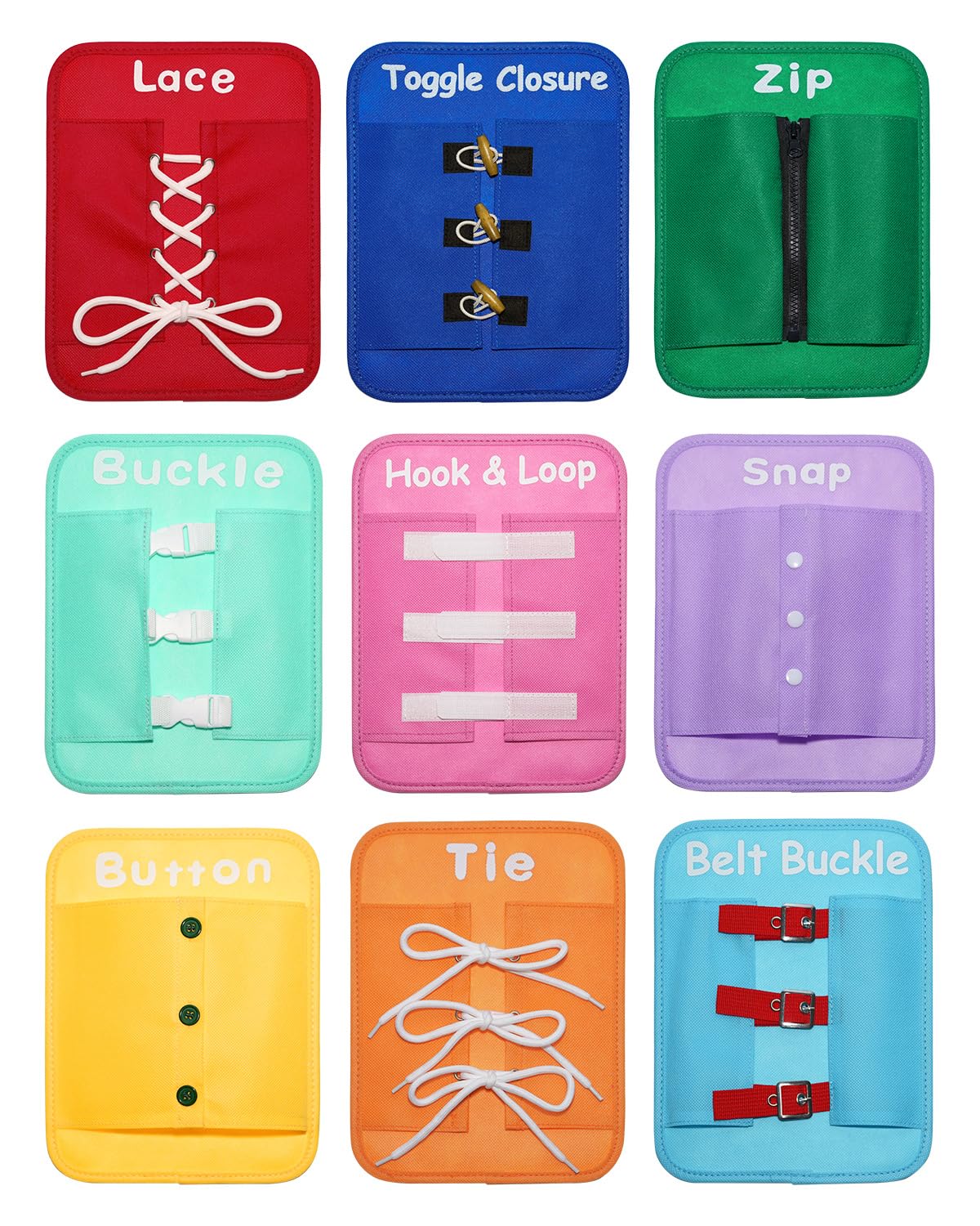 Learning to Dress Busy Boards, Shoe Tying Practice for Kids, Basic Life Skills Toys Learn to Button, Buckle, Zip, Snap, Lace, Tie, Sensory Board Fine Motor Development Toy for Preschool Classroom
