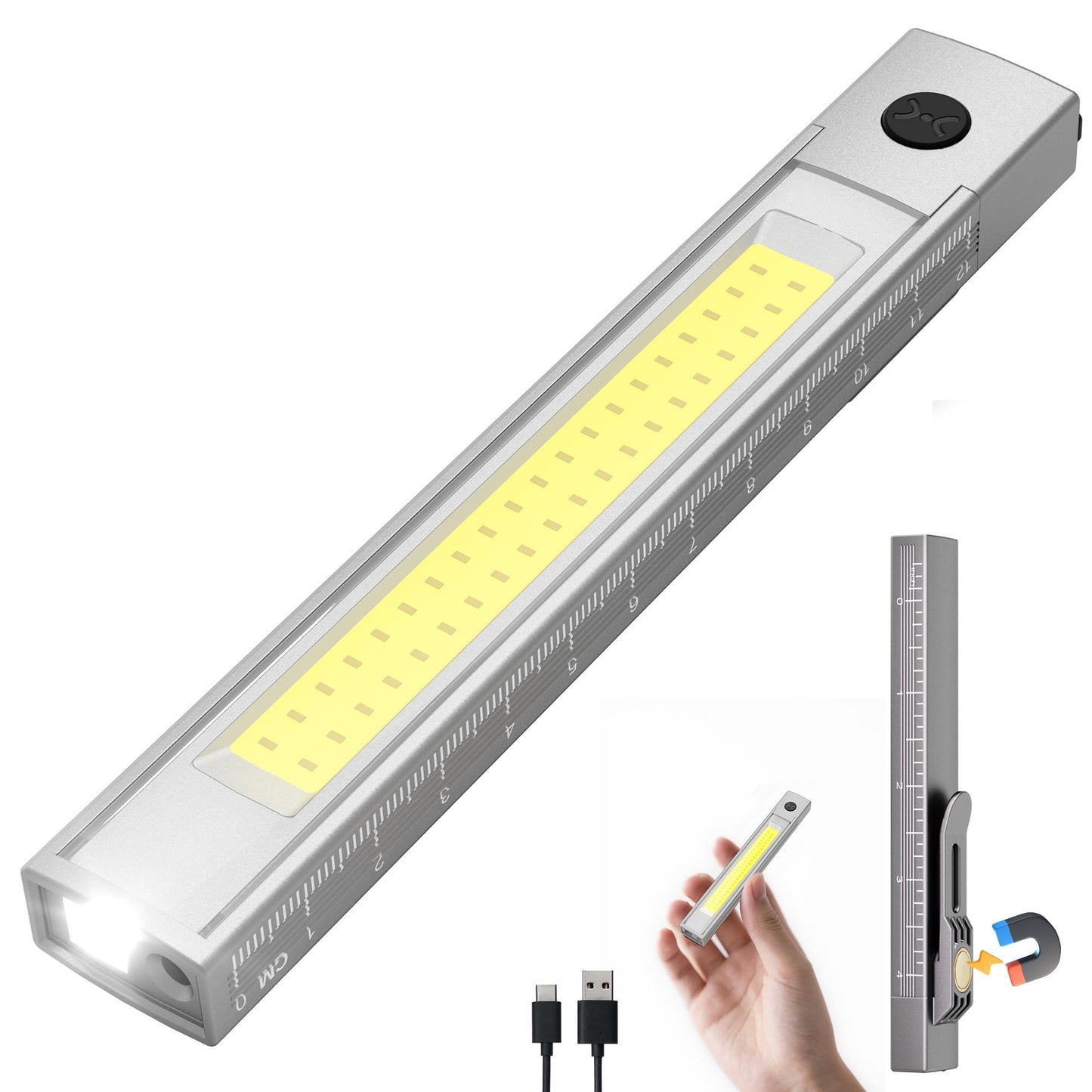EGUKU Rechargeable Pen Light, 800 Lumen Pen Flashlights with COB Work Light, Portable LED Pocket Flashlight with 6 Light Modes, Clip Flashlight with Magnetic Base for Inspection, Work, Repair