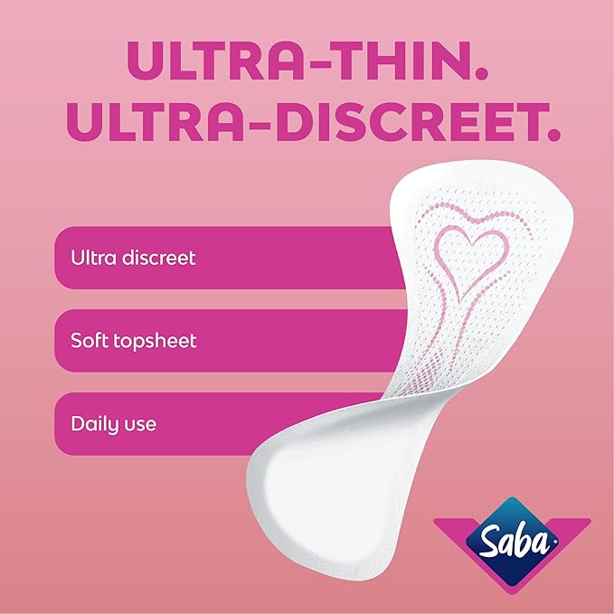 Saba Diarios Multishape Pantiliners | Ultra Thin & Discreet Panty Liners for Women | Designed for All Body Types | 150 Pantiliners (5 Packages, 30 Pantiliners Each)