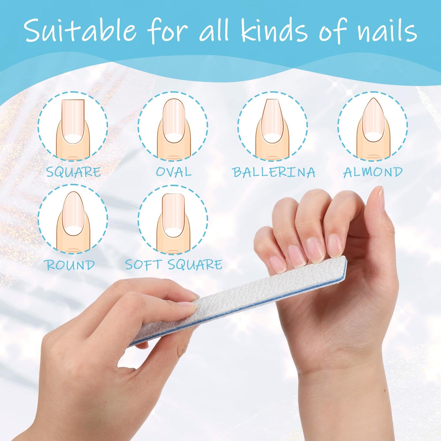 60 PCS 80/80 Grit Nail Files, Professional Double Sided Acrylic Nails Emery Boards for Acrylic Nails, Fake Nails, Manicure Tools