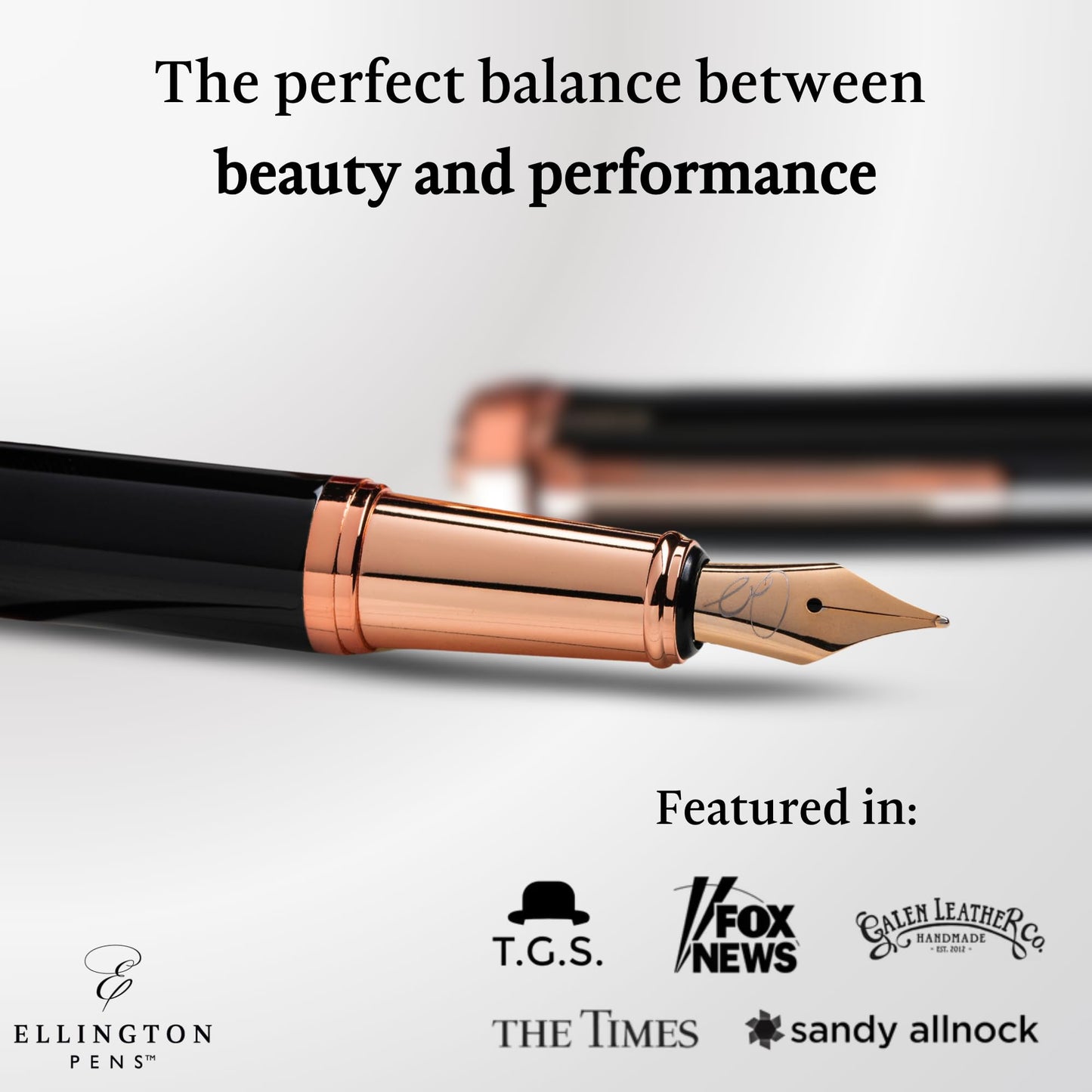 Ellington Pens Luxury Fountain Pen Set - Smooth Medium Nib- Includes 3 Ink Cartridges, Refillable Ink Converter, Gift Box- Fountain Pens For Writing, Calligraphy, Journaling, Sketching (Midnight Rose)