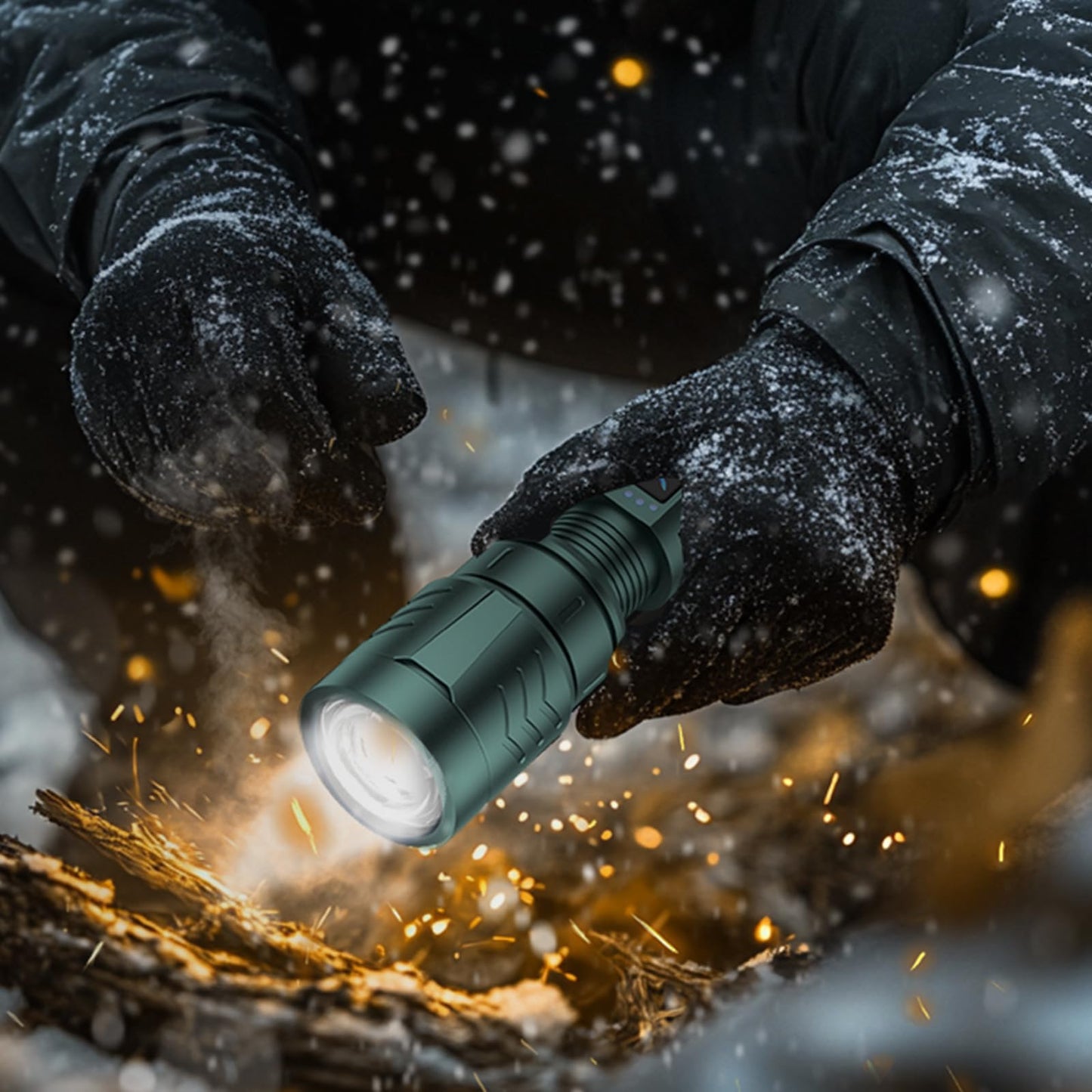 SKYFIRE LED Flashlights High Lumens with Ignition Lens,3000lm Super Bright Rechargeable Flashlight,Zoomable,4 Modes,Waterproof Tactical Flash Light for Camping Essentials,Outdoor and Home,Gift