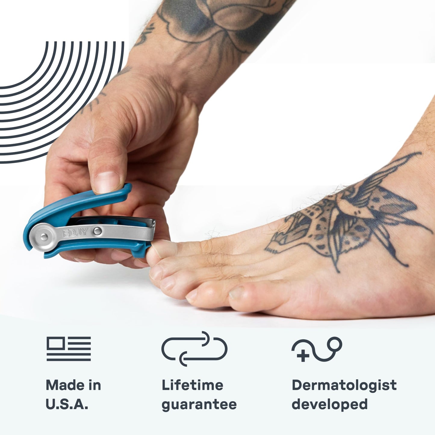 EDJY Toenail Cutter - Precision Stainless Steel Nail Cutter for Toenails | Sharp Blade, Ergonomic Design, Durable & Rust-Resistant | Ideal for Large and Thick Nails | EDJY Blue