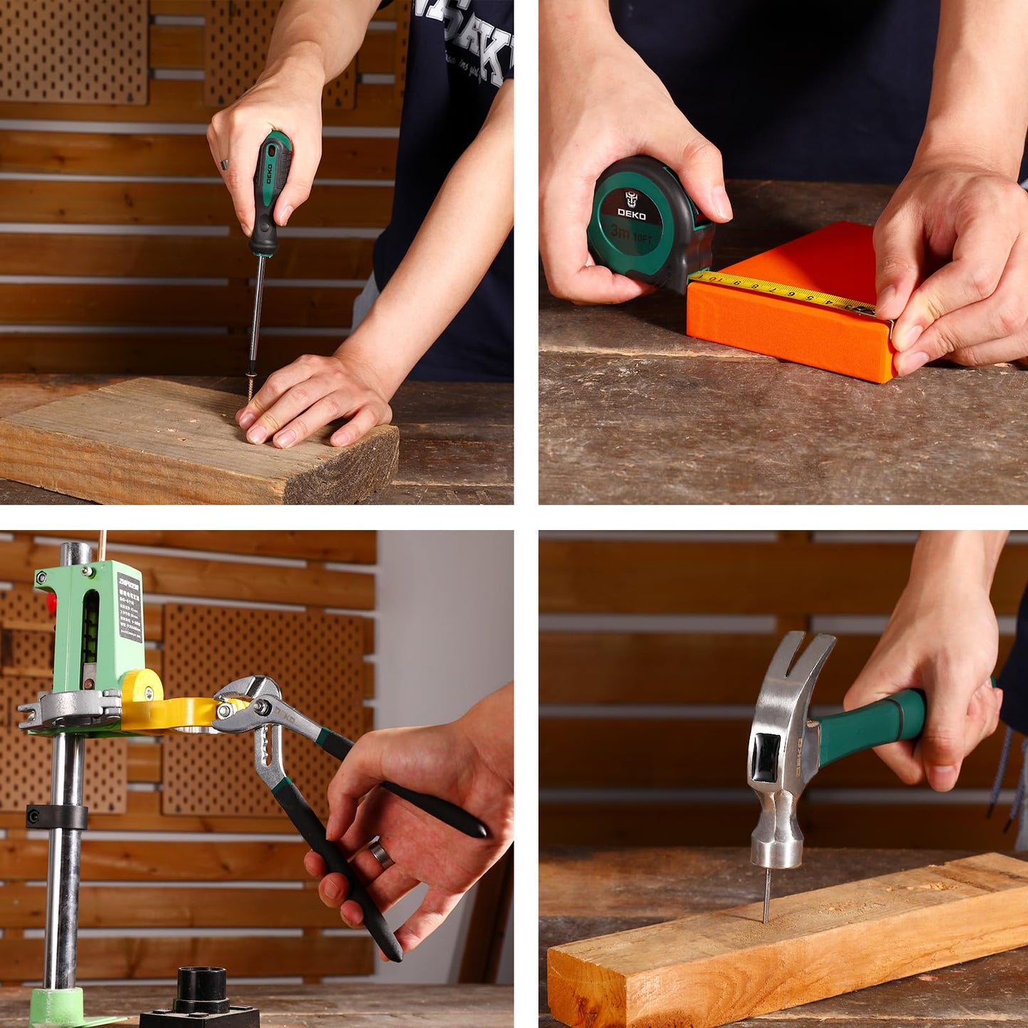Green Drill Tool Kit Set: 20V Cordless Power Drill Tool Box with Battery Electric Drill Driver for Men Home Hand Repair Basic Toolbox Tools Sets Drills Case