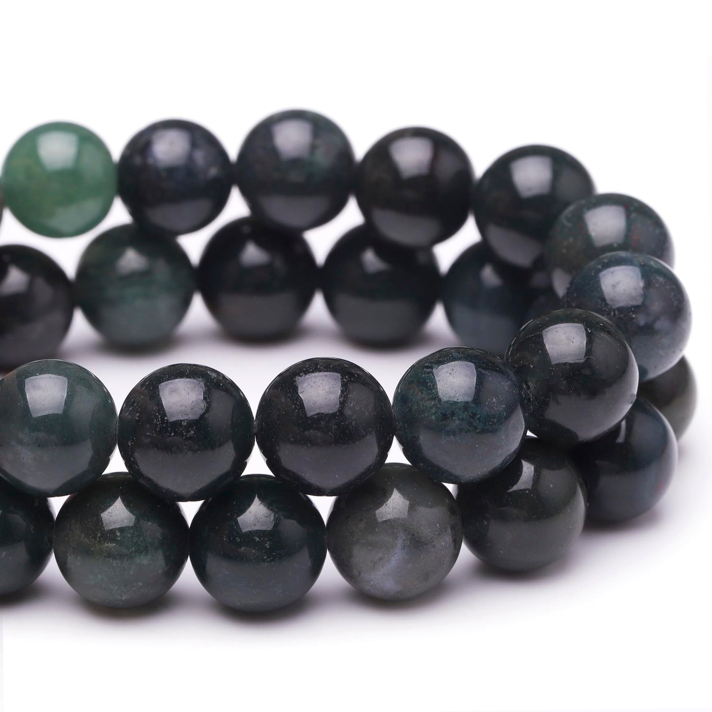 Chicager Natural Stone Beads for Jewelry Making,8mm Moss Agate Polished Smooth Round Gemstone Beads for Bracelet Necklace 15 Inch